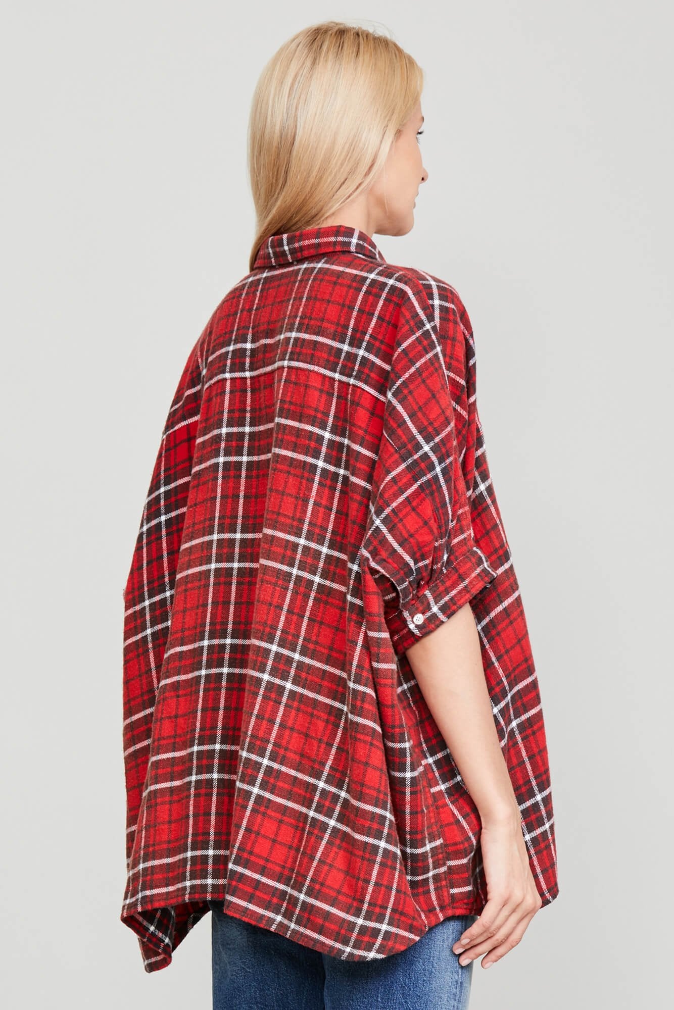 OVERSIZED BOXY SHIRT RED PLAID R13