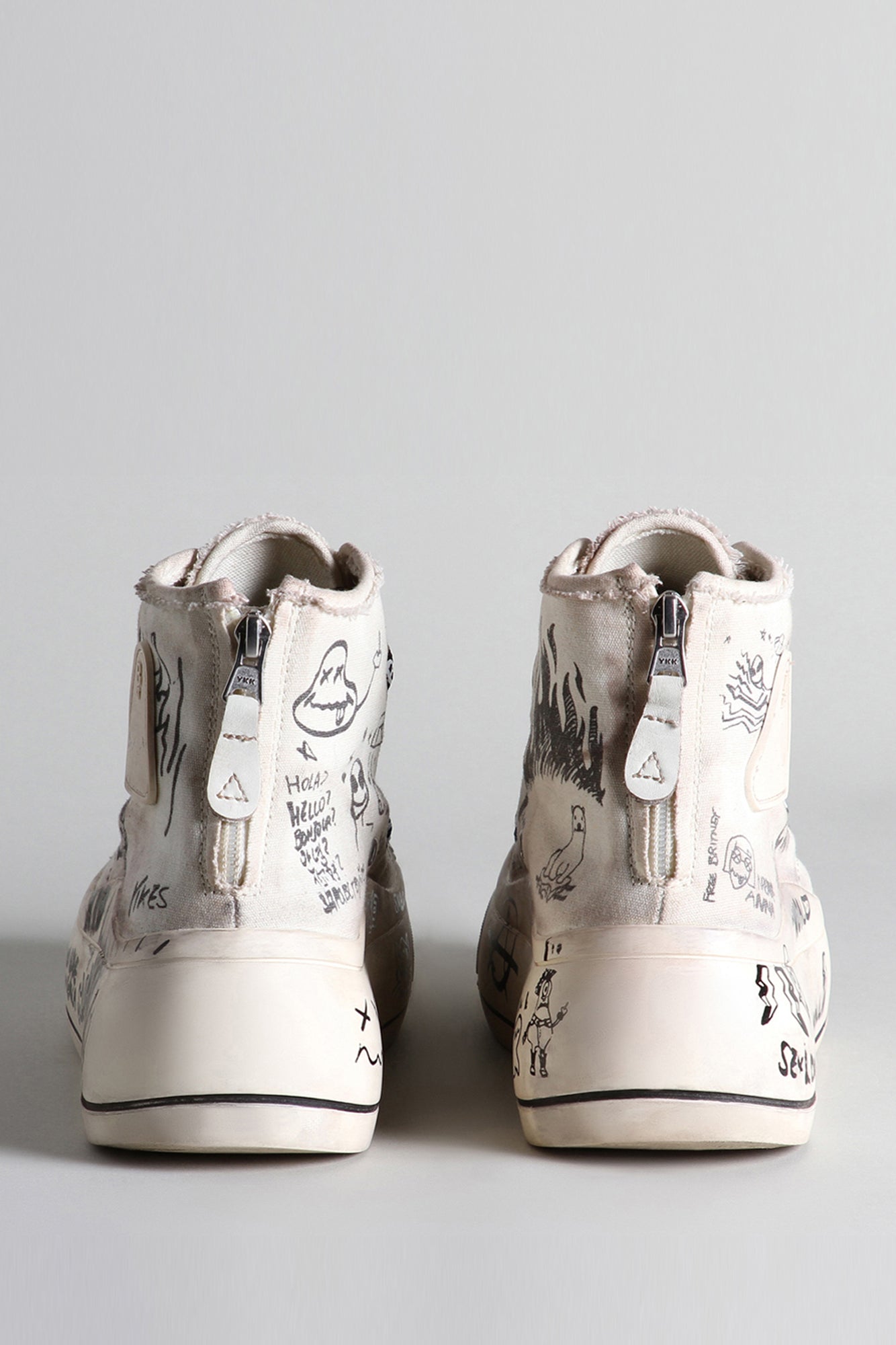 Kurt High Top Sneaker Ecru Graffiti R13 Denim Official Site