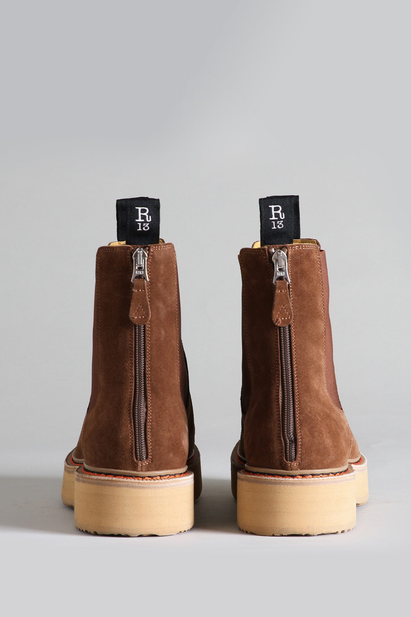 SINGLE STACK CHELSEA BOOT BROWN SUEDE R13