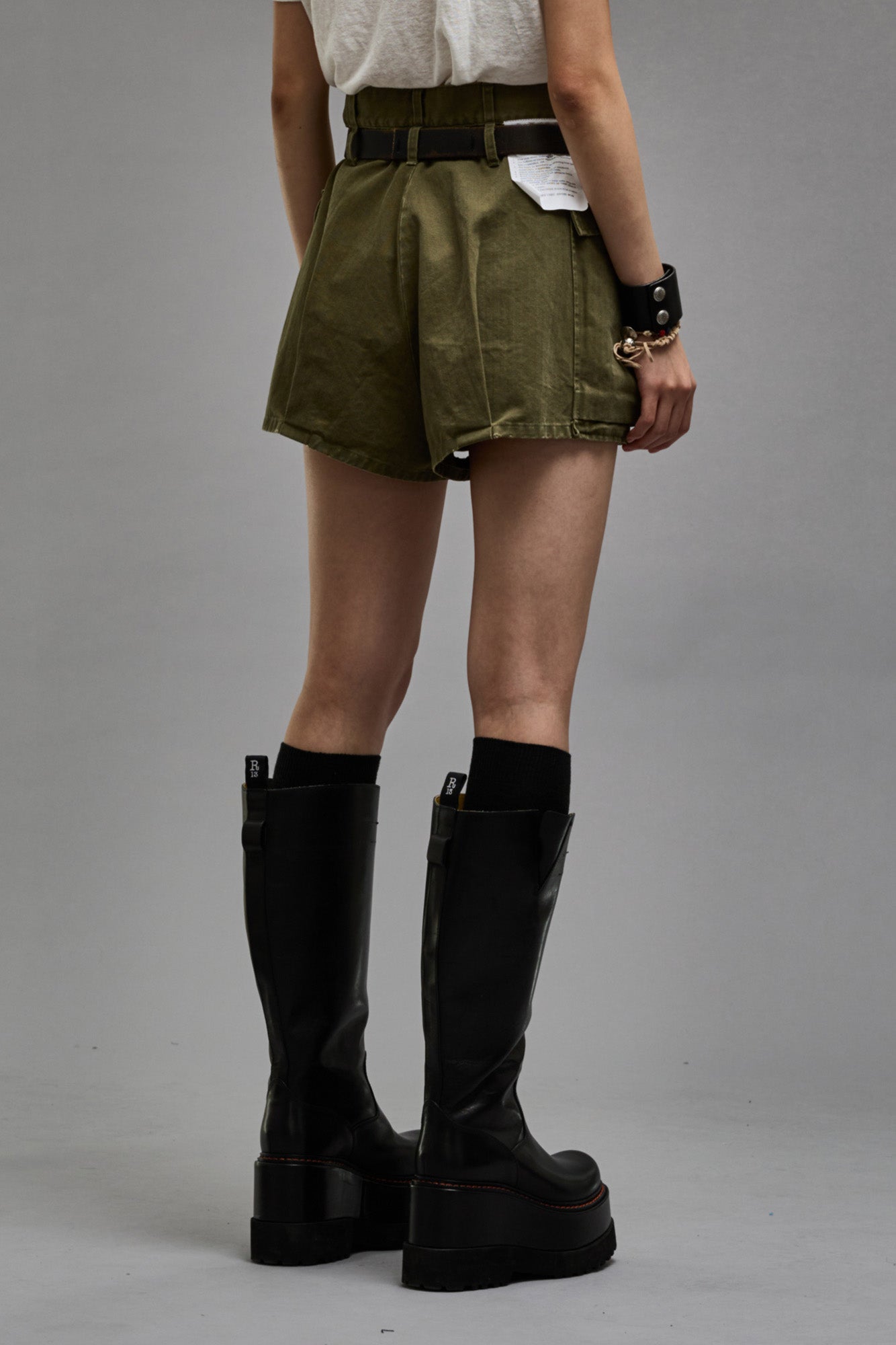 BUBBLE SKORT OLIVE HERRINGBONE