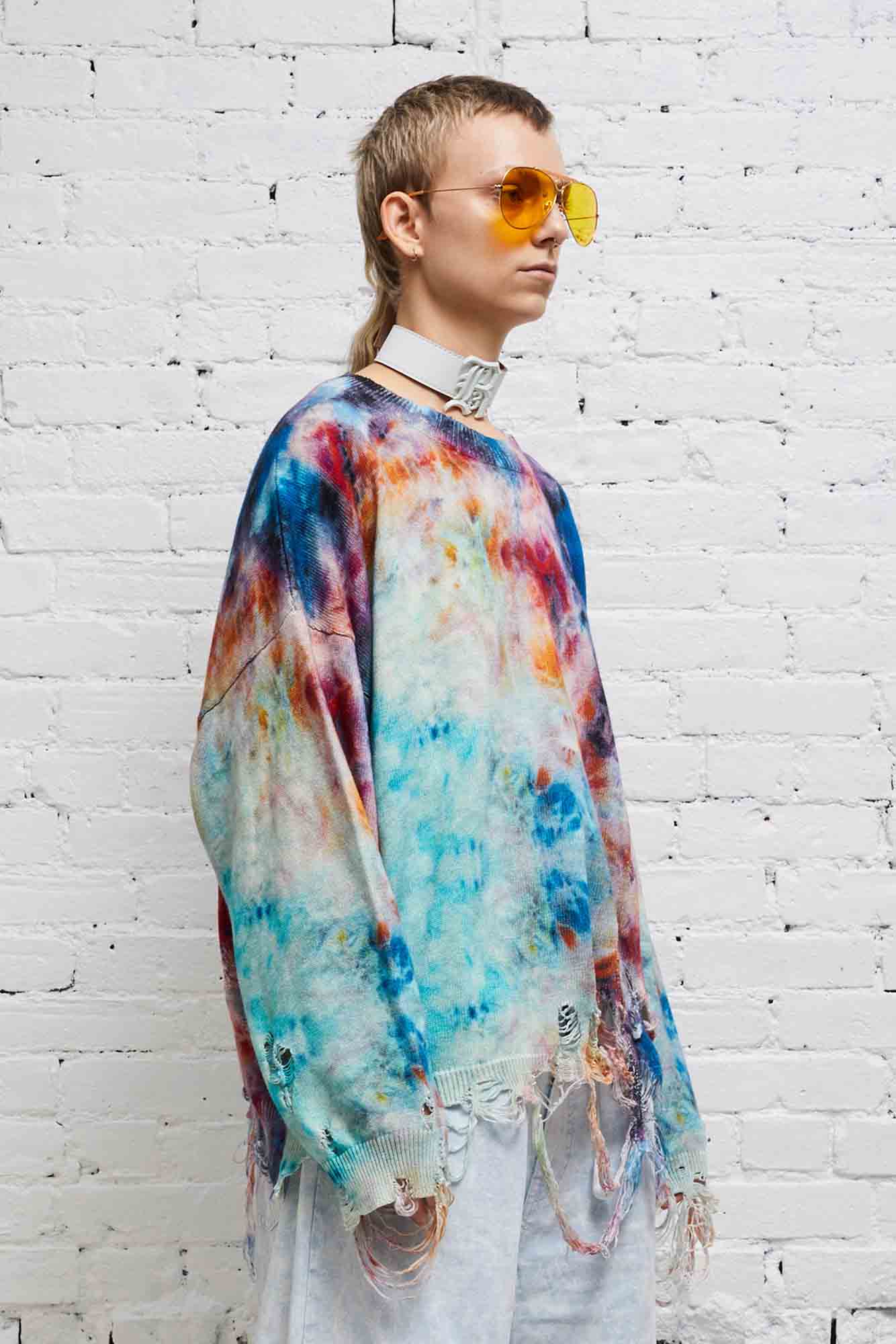 DESTROYED OVERSIZED PULLOVER - PRINTED TIE-DYE