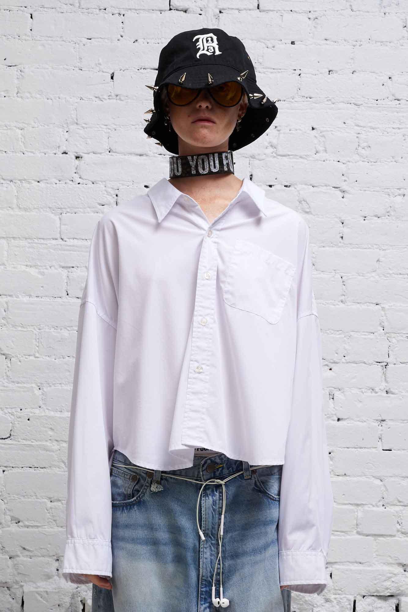 DROP NECK CROPPED SHIRT WHITE R13