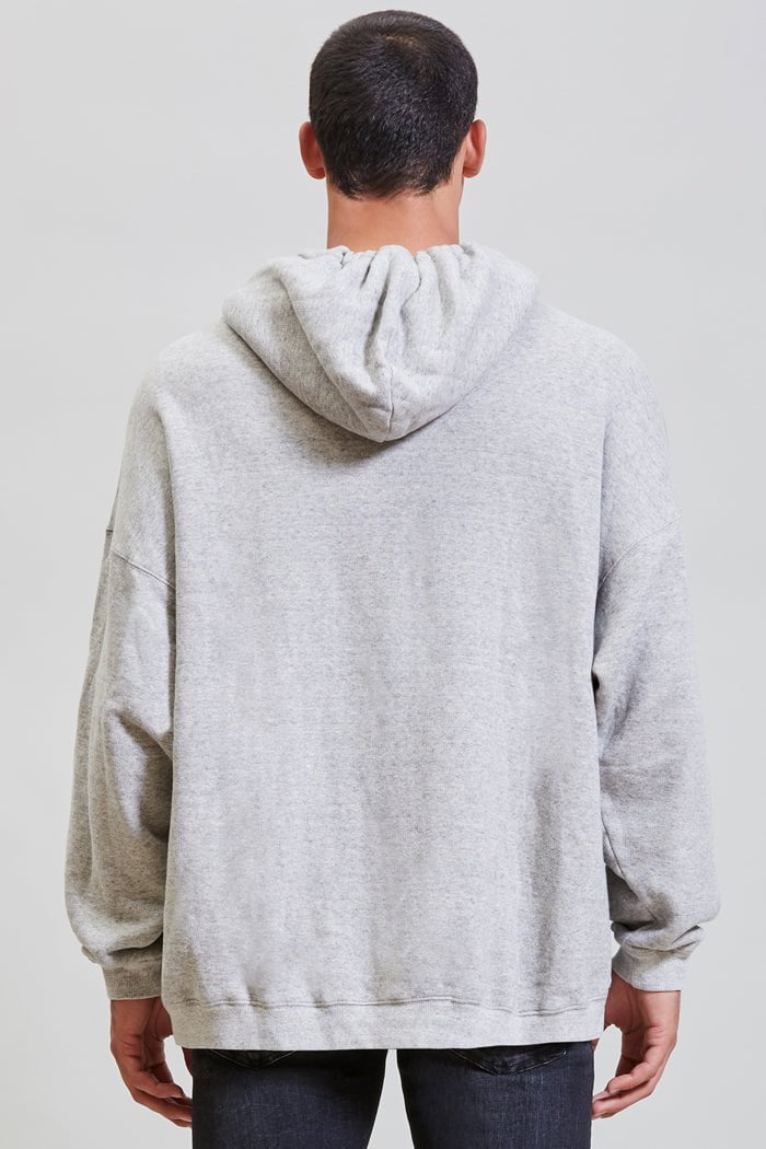 GATHERED OVERSIZED HOODIE - HEATHER GREY | R13