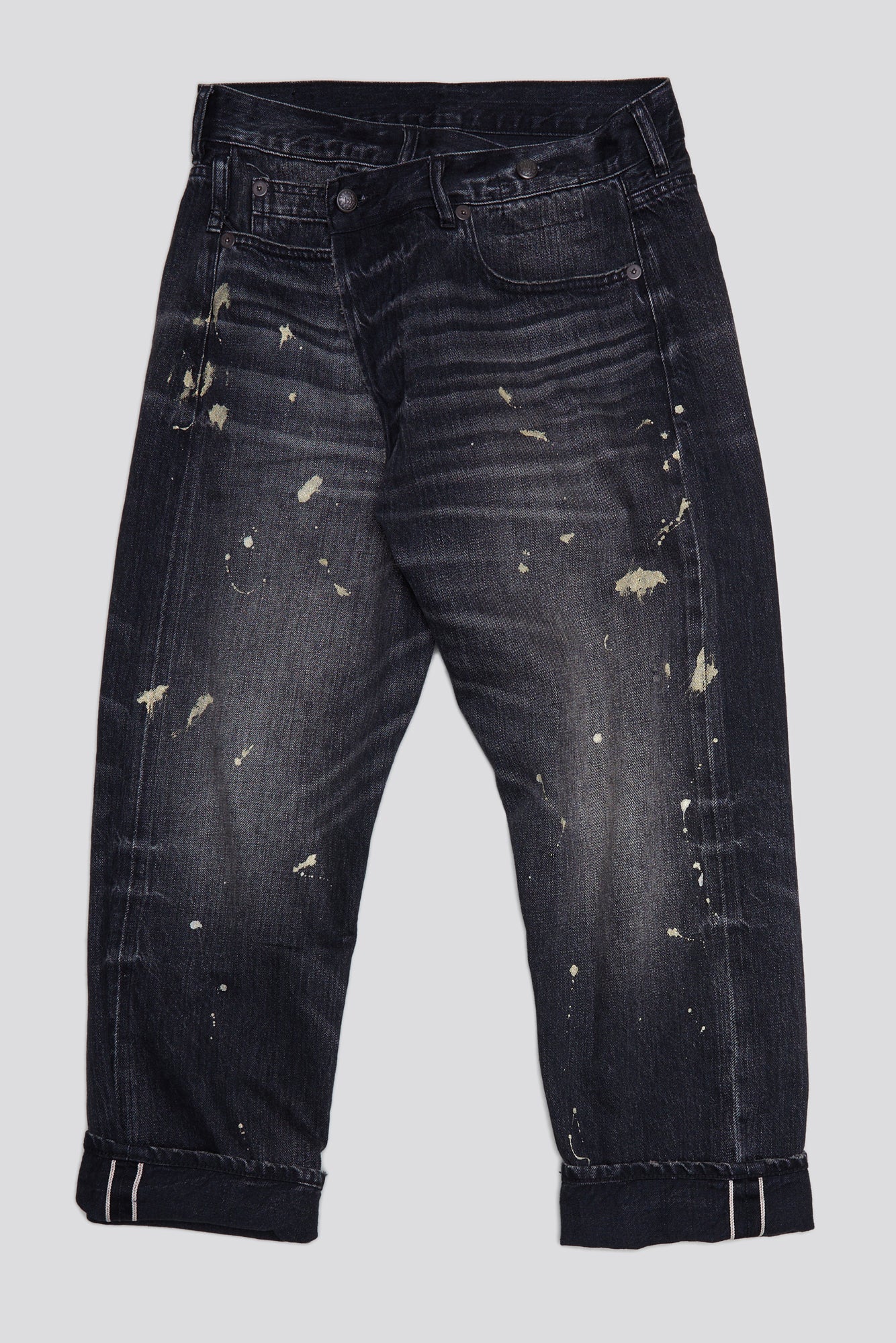 GOLD SPLATTER CROSSOVER JEAN ETON SELVEDGE BLACK R13