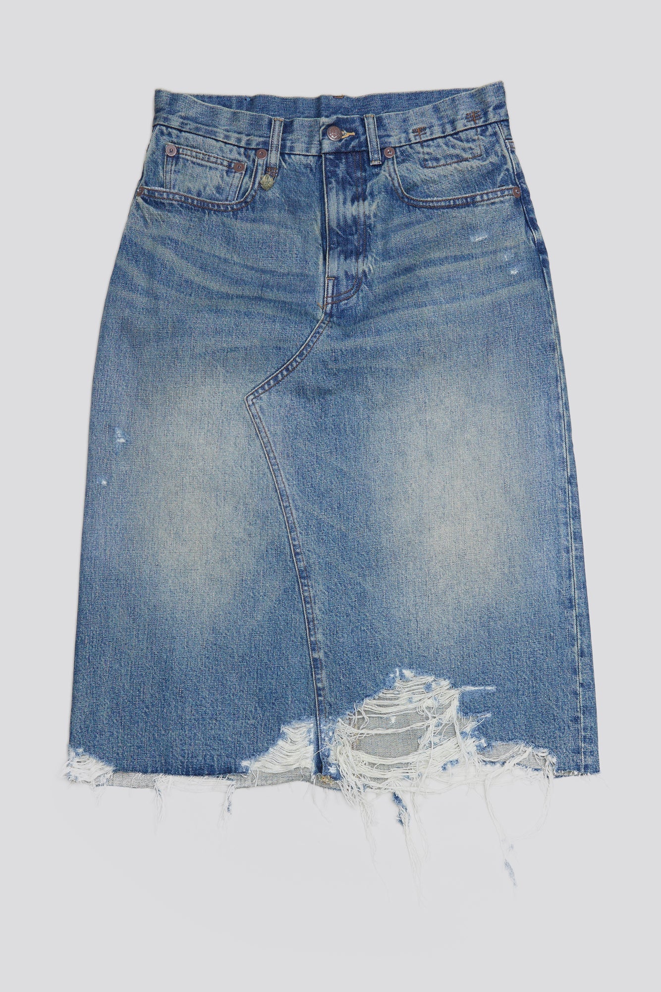 Petite Light Blue Wash Ripped Mini Denim Skirt | PrettyLittleThing