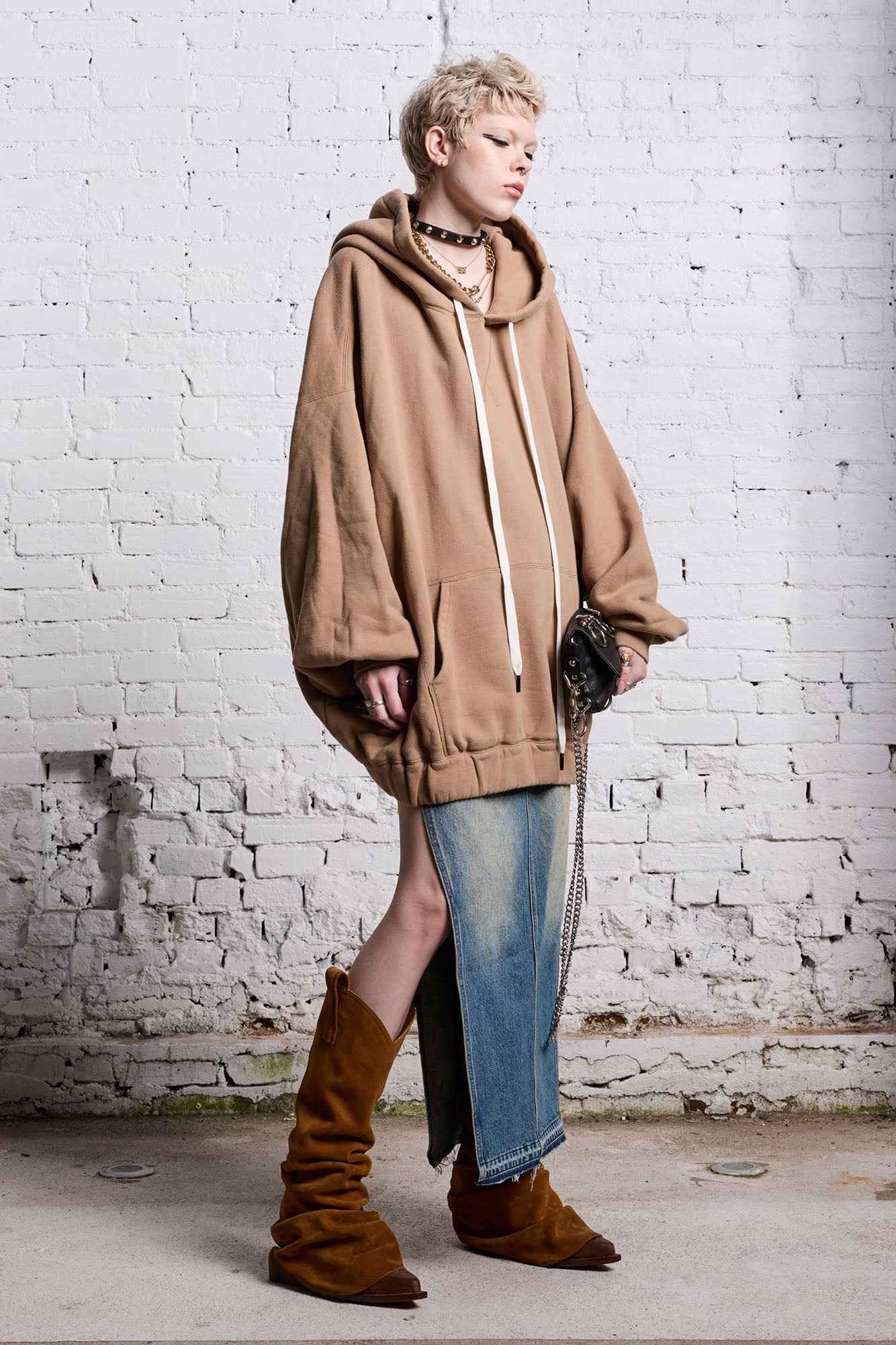 Khaki best sale oversized hoodie