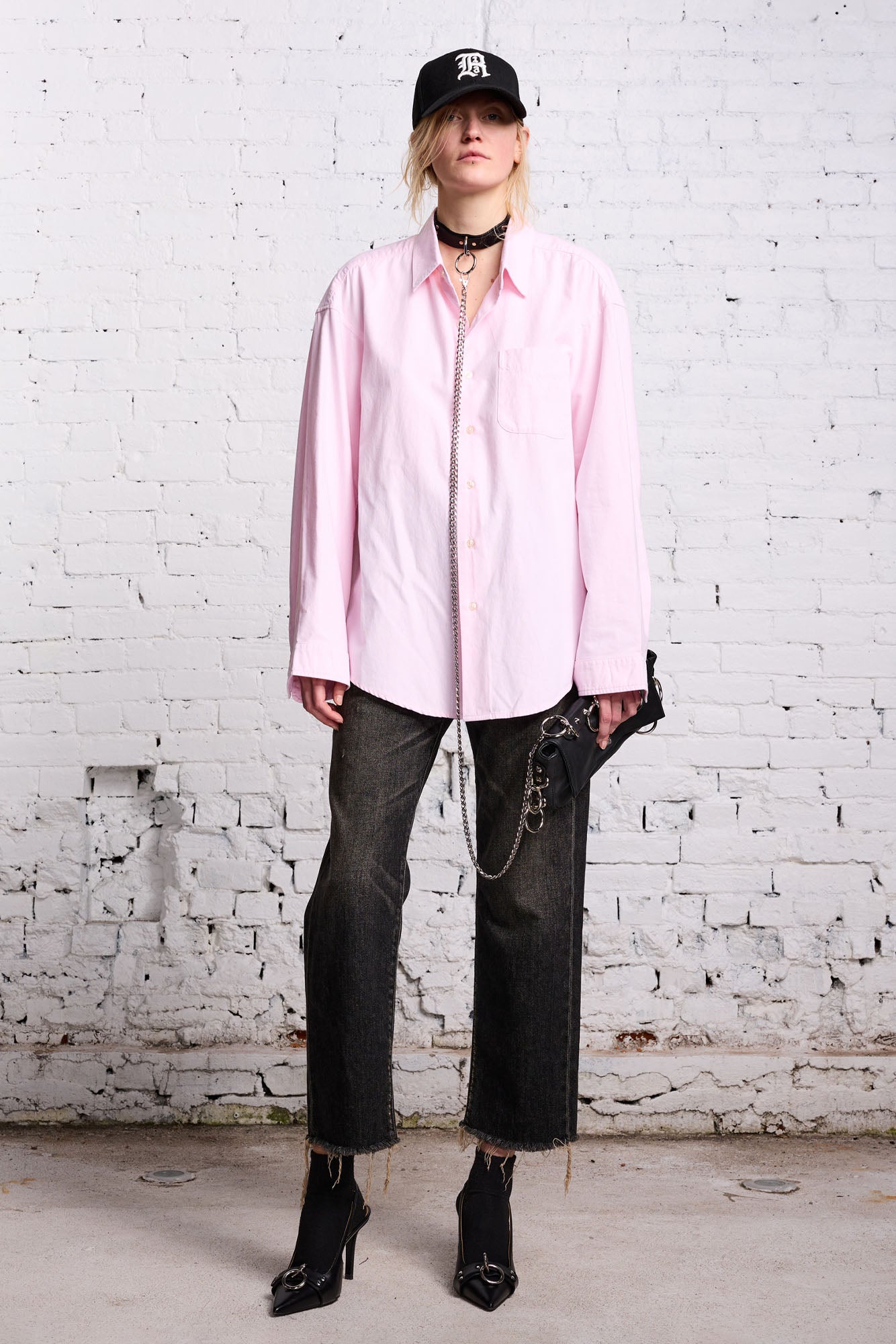 LONG SLEEVE BUTTON UP LIGHT PINK R13