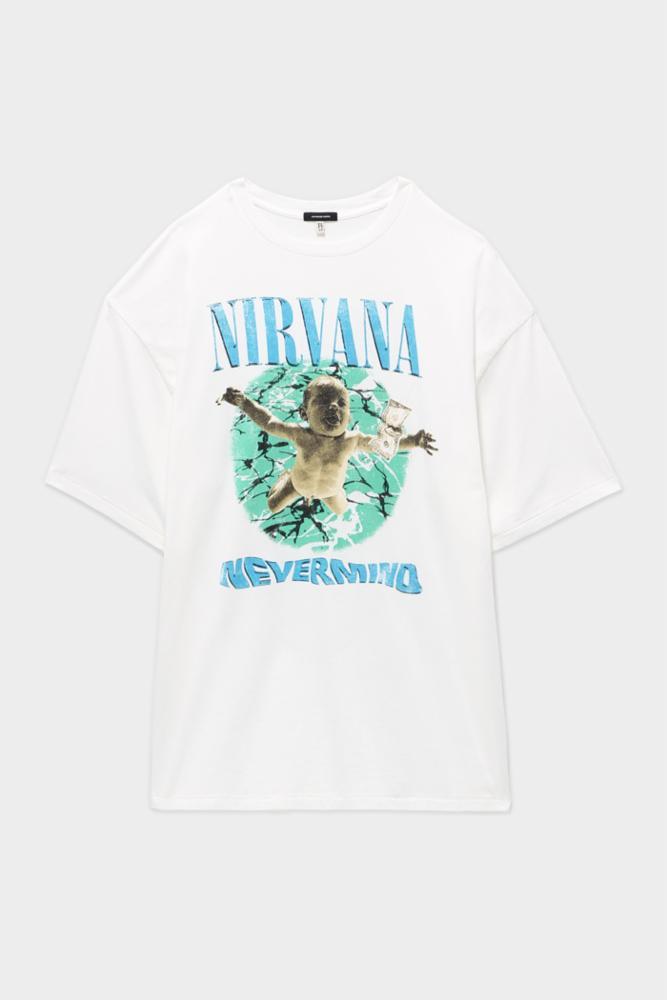 NIRVANA NEVERMIND ALBUM COVER OVERSIZED T SHIRT - ECRU | R13