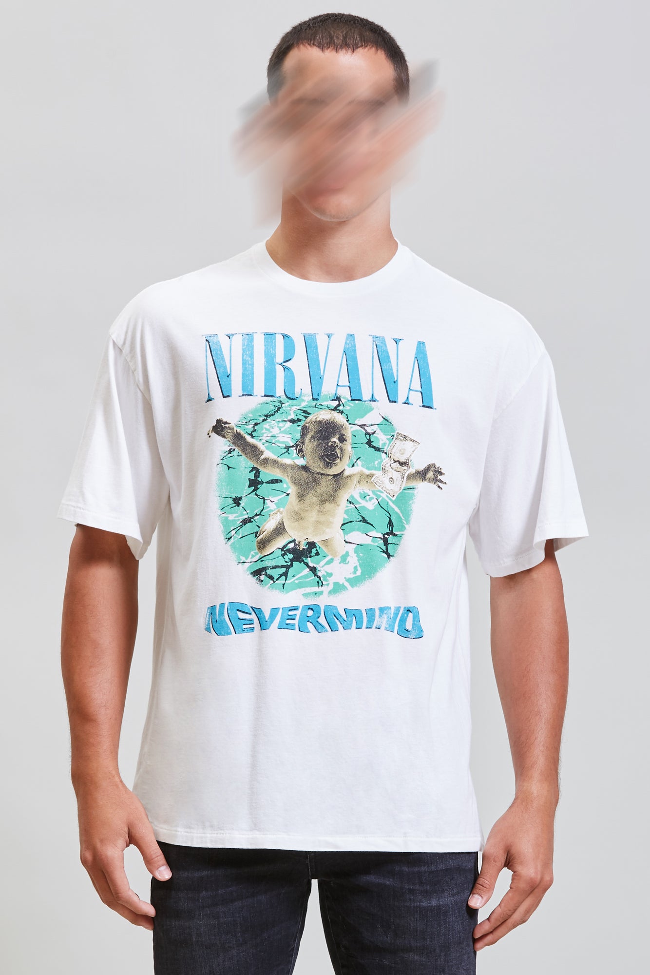 NIRVANA NEVERMIND ALBUM COVER OVERSIZED T SHIRT - ECRU | R13