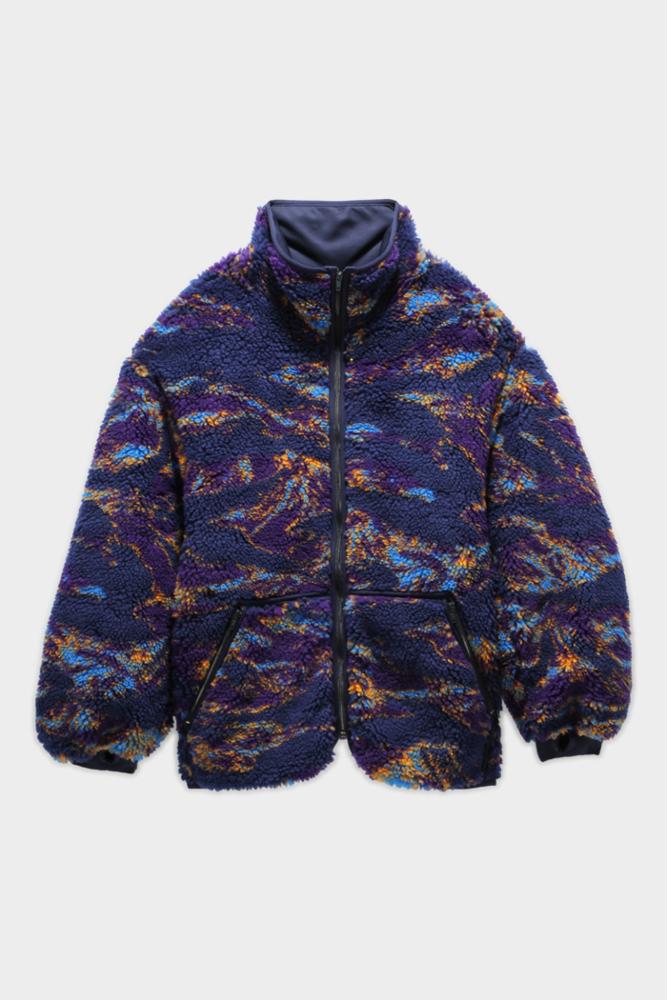 OVERSIZED ZIP UP FLEECE JACKET NAVY SWIRL R13