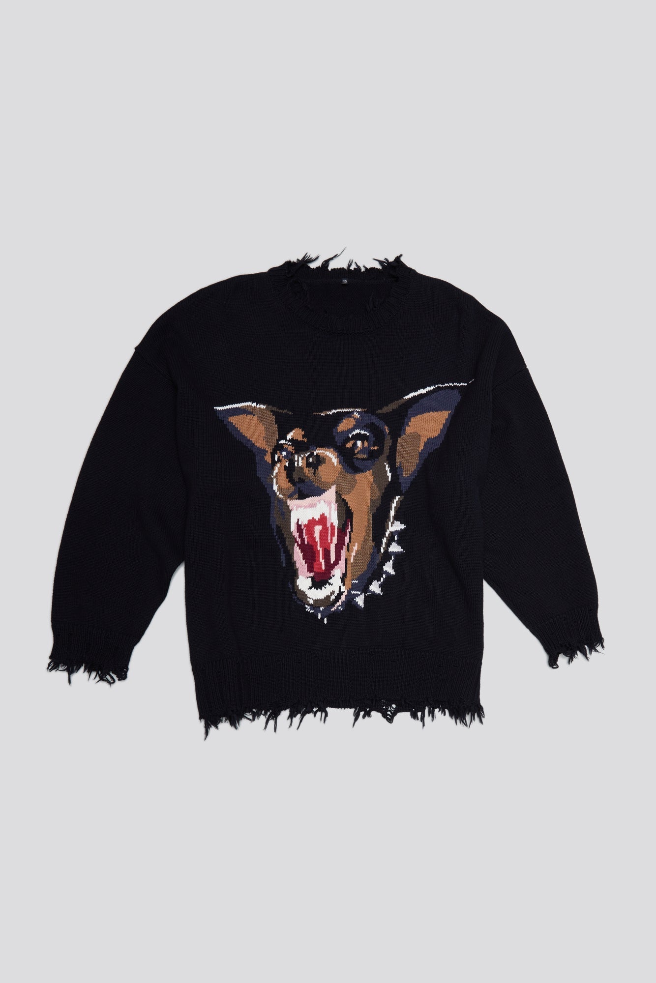 ANGRY CHIHUAHUA OVERSIZED SWEATER - BLACK - R13