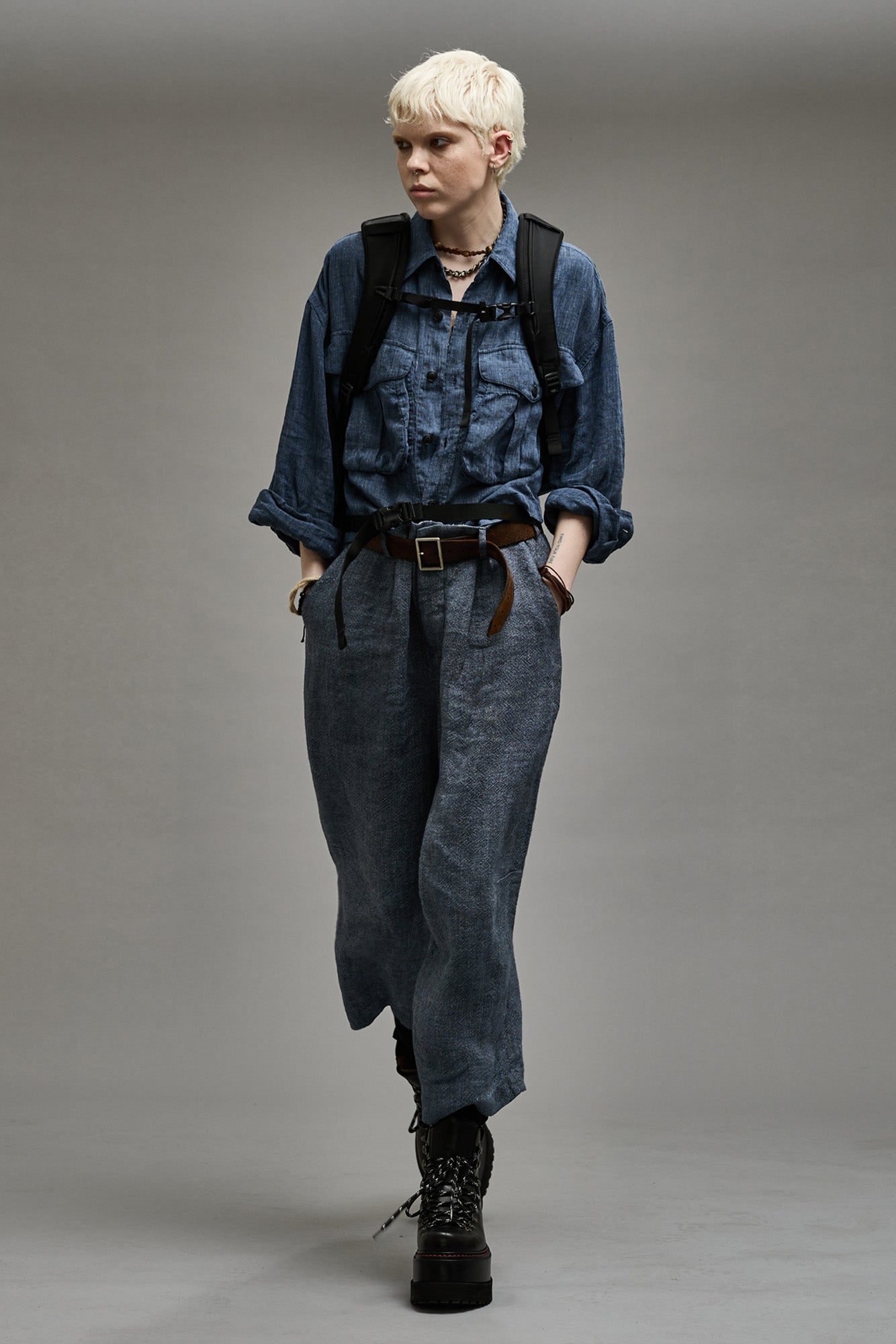 ARTICULATED KNEE TROUSER - LIGHT INDIGO - R13