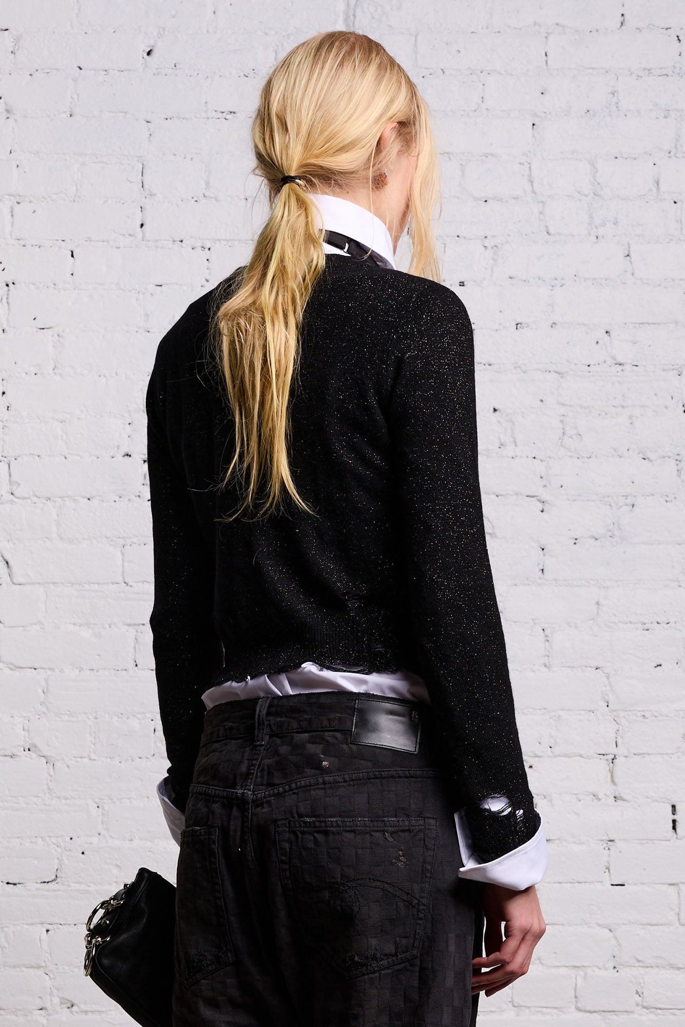 BABY CARDIGAN - BLACK GLITTER - R13