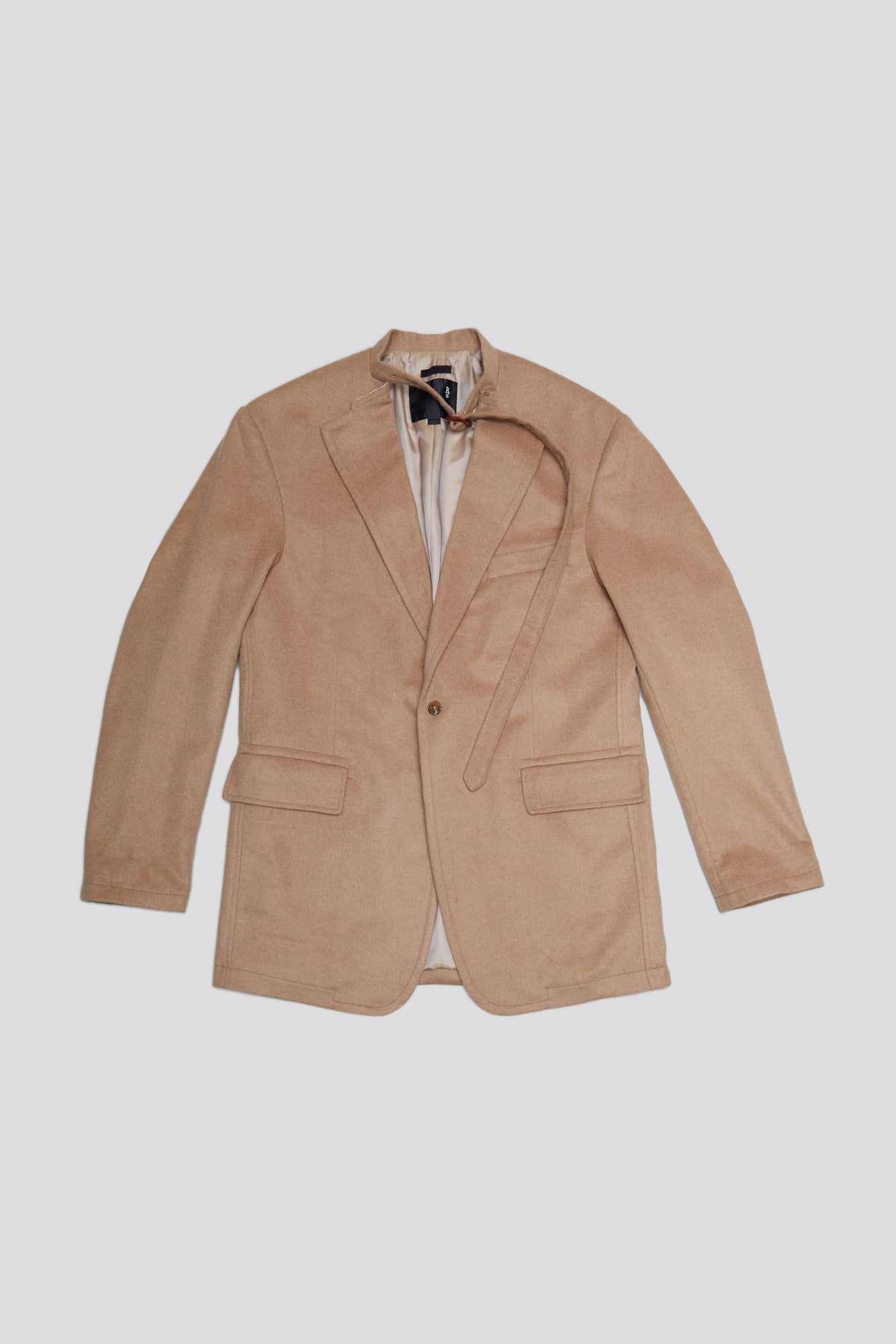 BELT COLLAR RAGGED BLAZER - CAMEL - R13