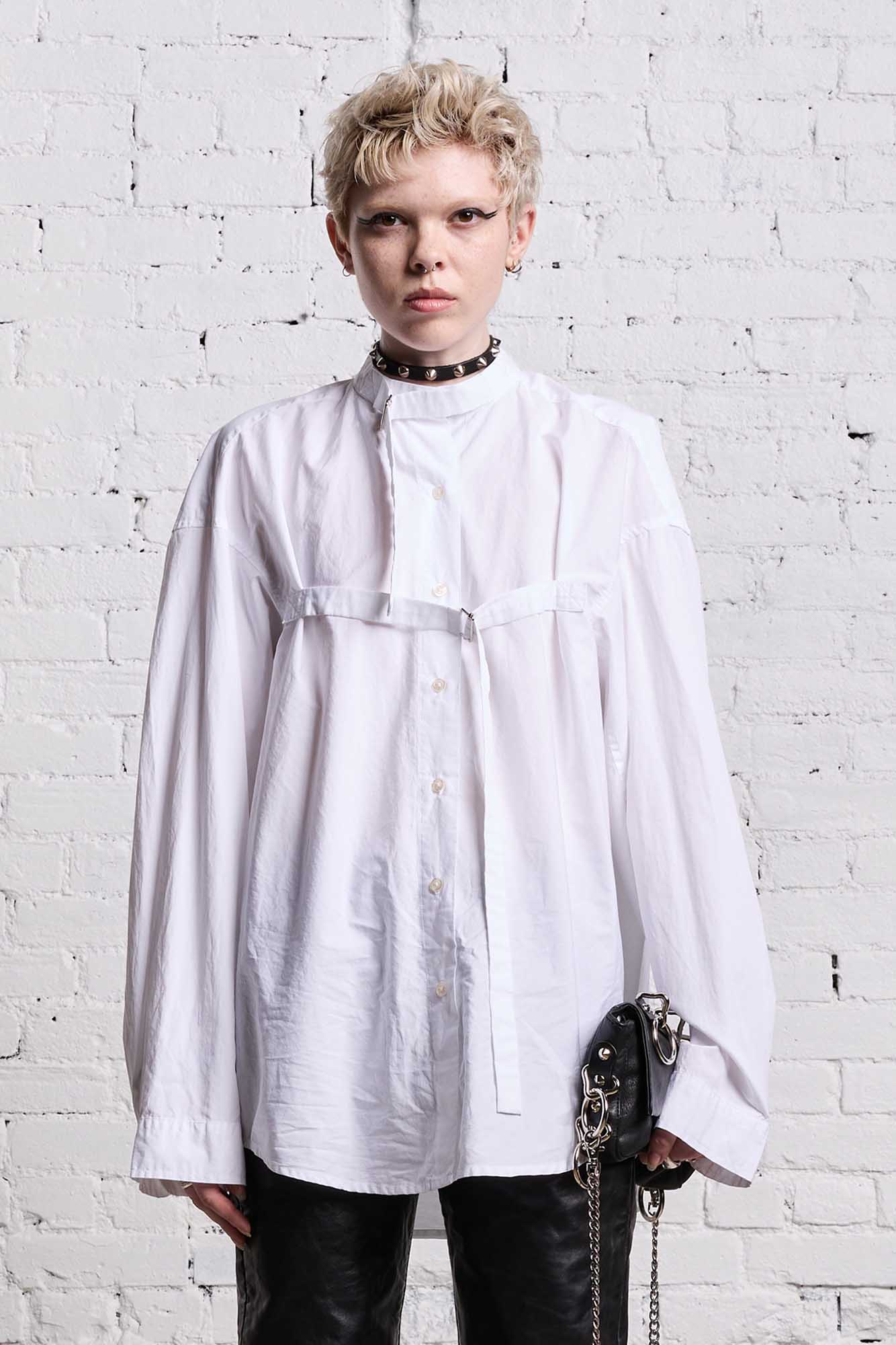 BELTED BUTTON-UP - WHITE - R13