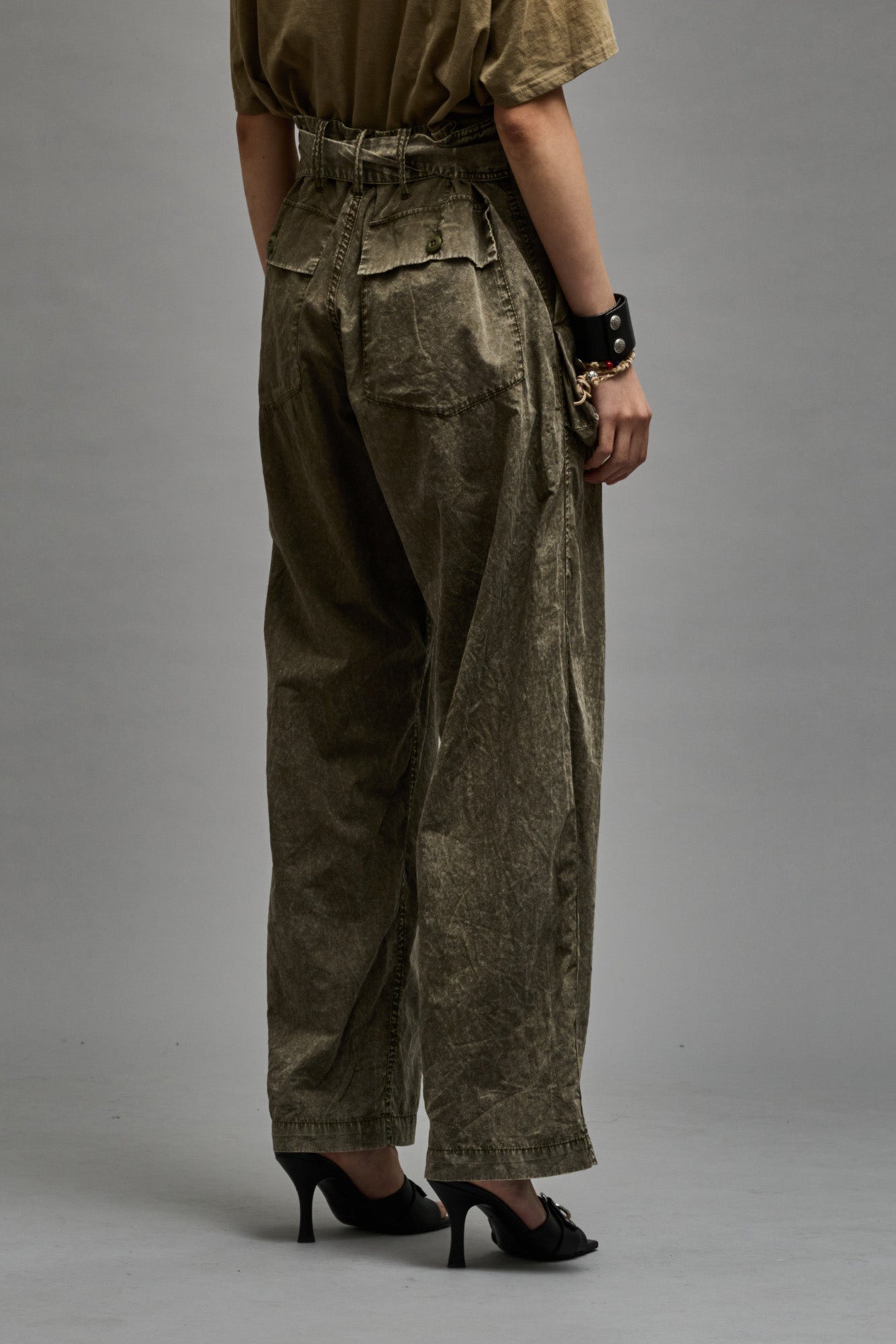 BELTED UTILITY PANT - OLIVE GARMENT DYE - R13