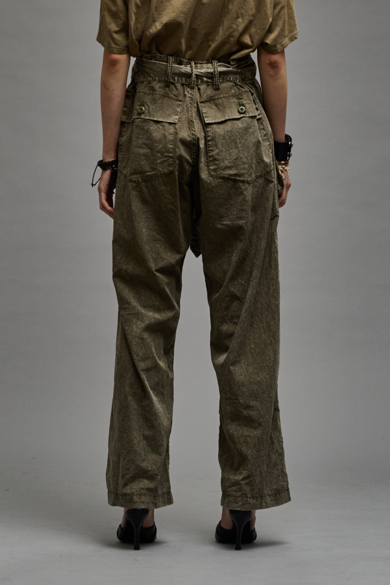 BELTED UTILITY PANT - OLIVE GARMENT DYE - R13