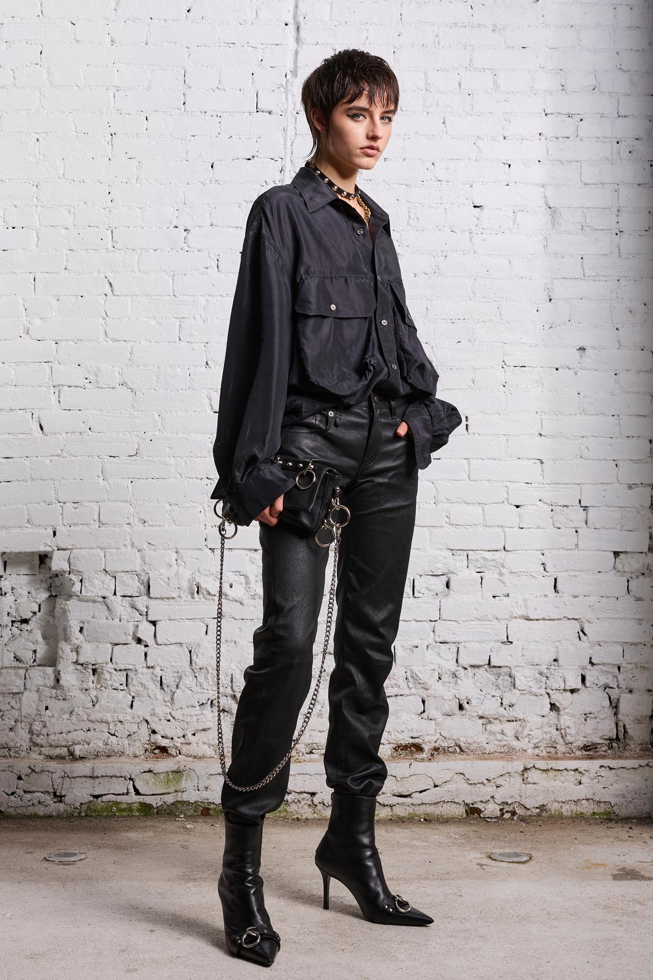 BOY STRAIGHT LEATHER PANT - BLACK - R13