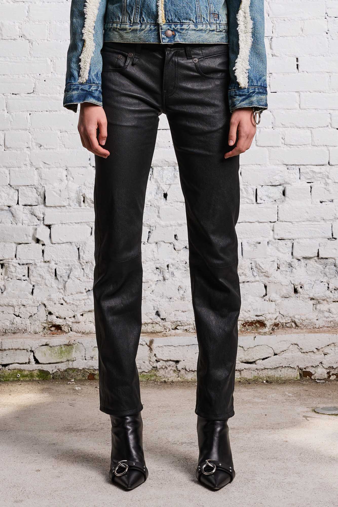 BOY STRAIGHT LEATHER PANT - BLACK - R13