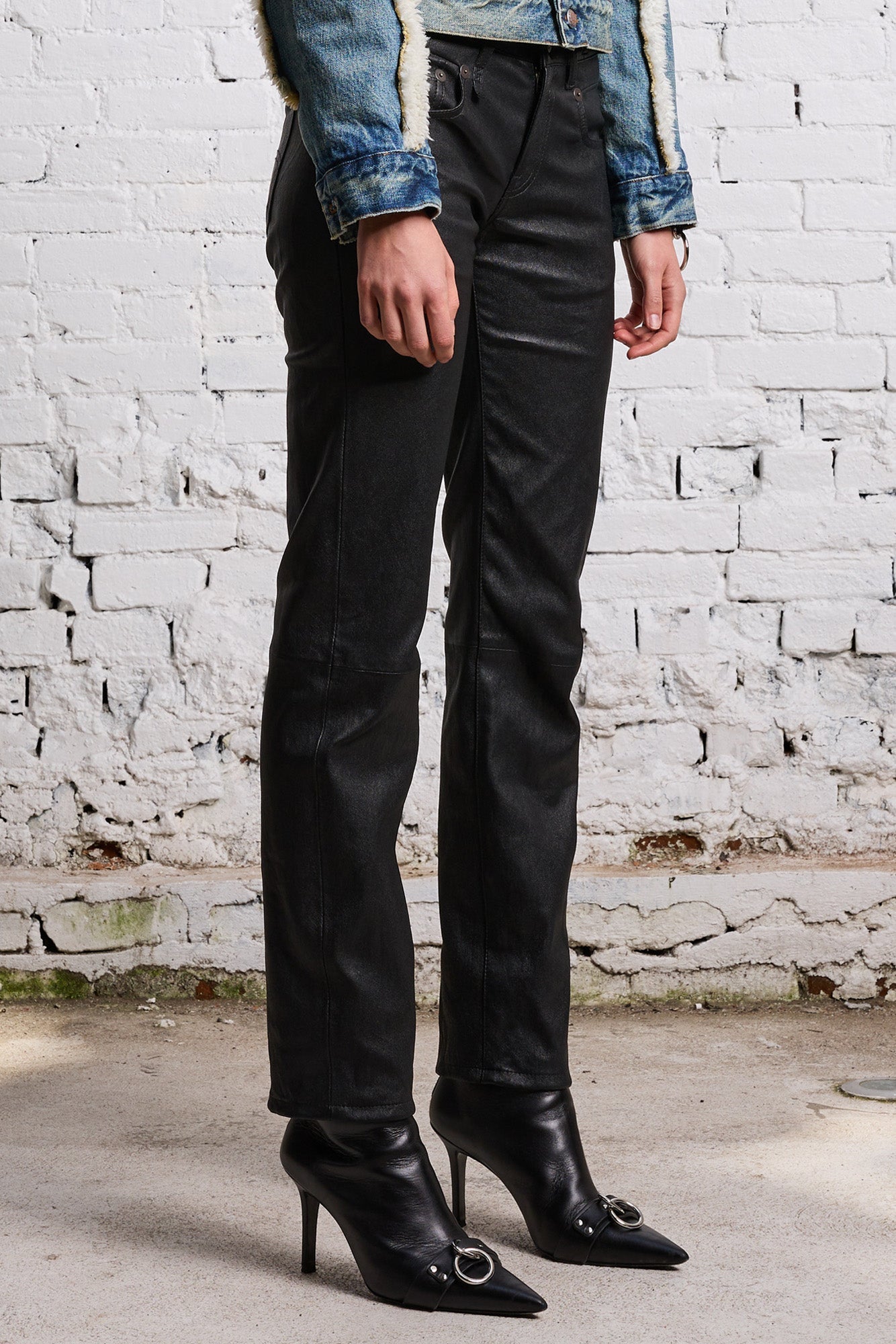 BOY STRAIGHT LEATHER PANT - BLACK - R13