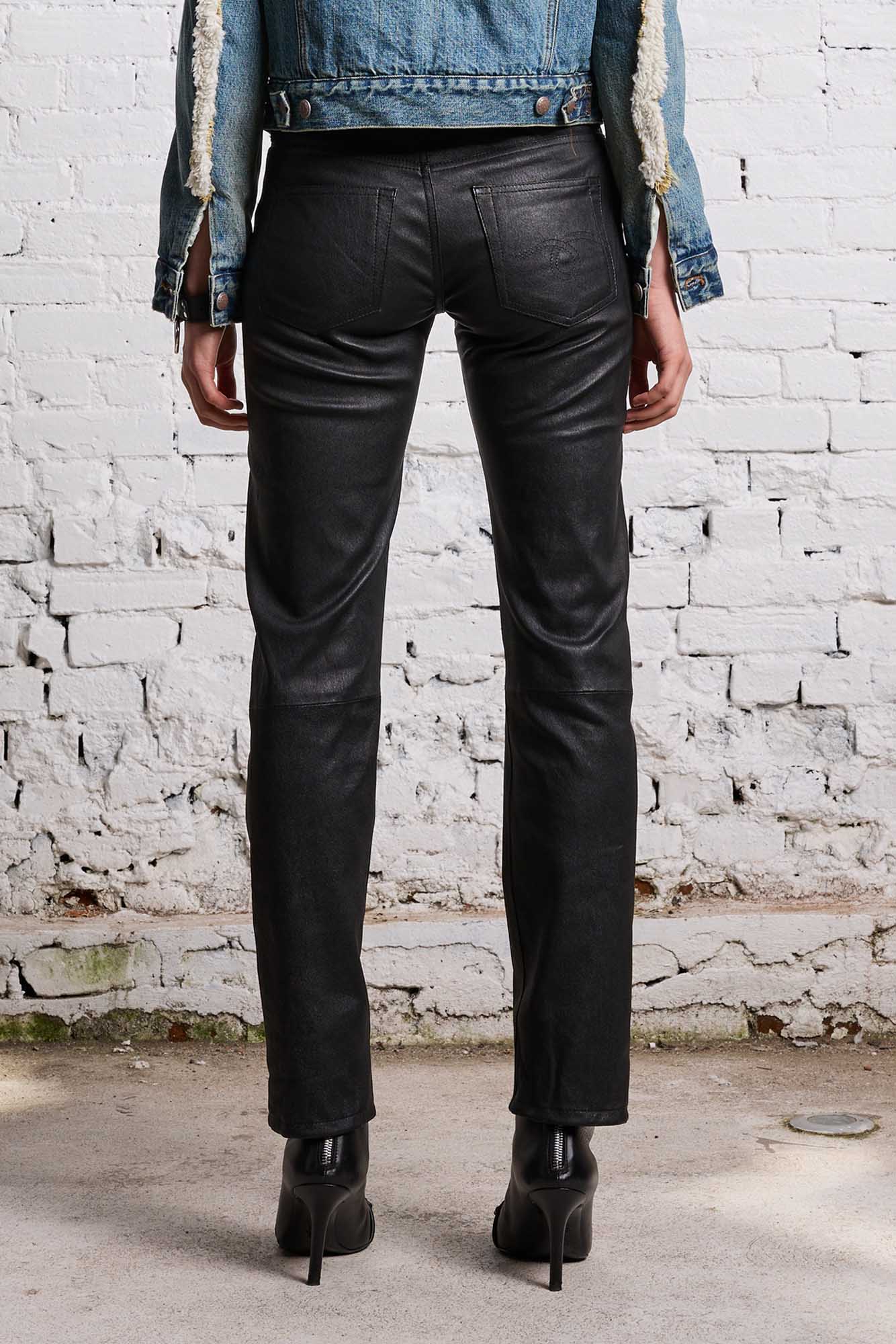 BOY STRAIGHT LEATHER PANT - BLACK - R13