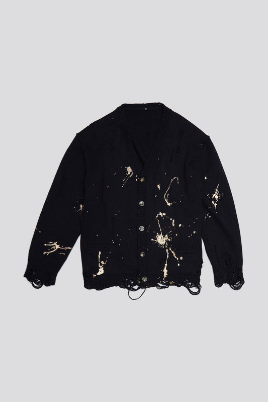 BOYFRIEND CARDIGAN - GOLD SPLATTERED BLACK - R13