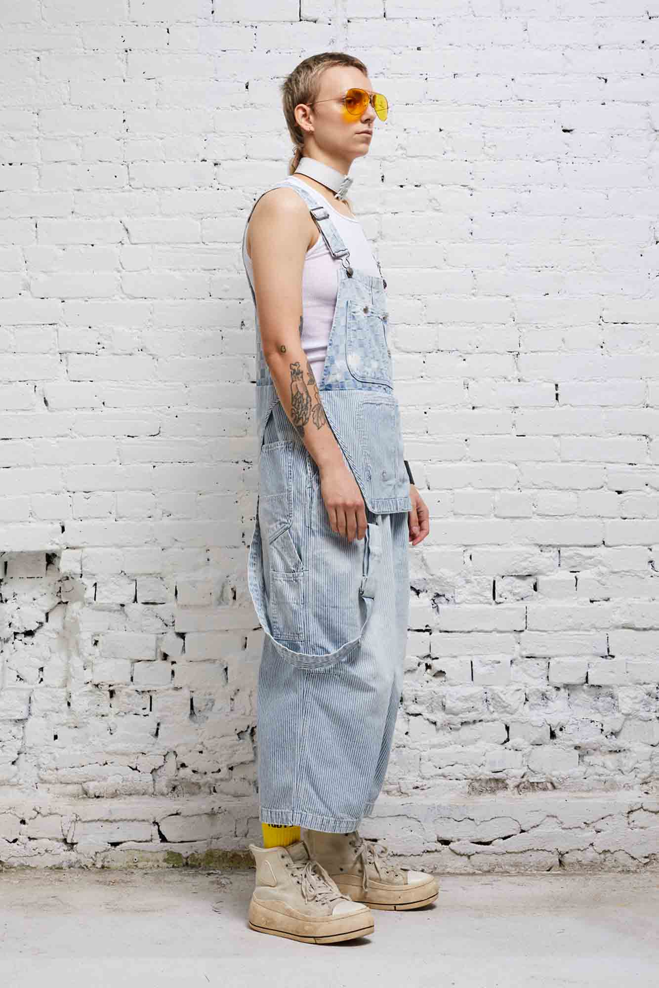 CROPPED DOUBLE BIB OVERALL - HICKORY CHECKERBOARD - R13