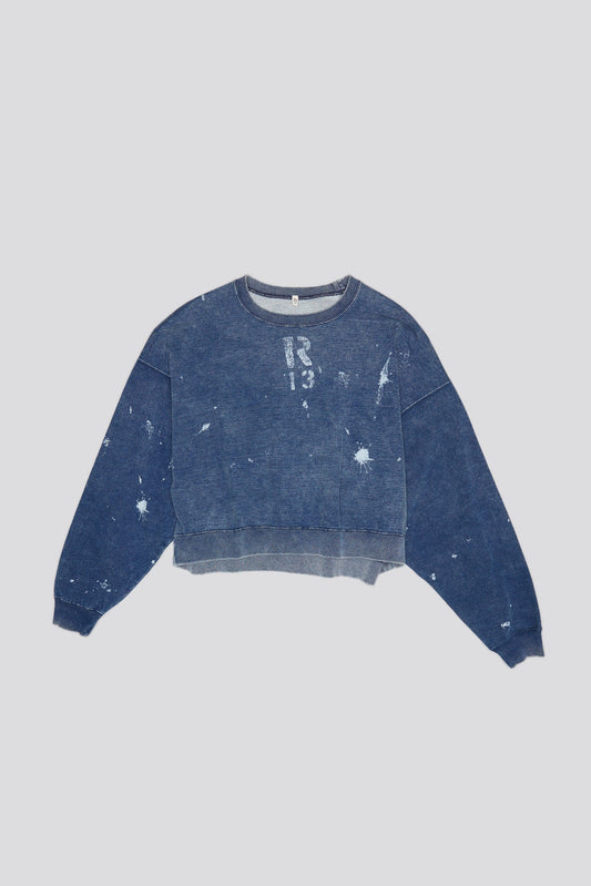 CROPPED R13 CREWNECK - INDIGO BLUE - R13