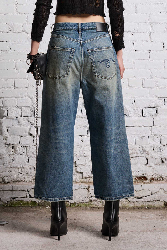 CROPPED WIDE LEG JEAN - CLINTON BLUE - R13