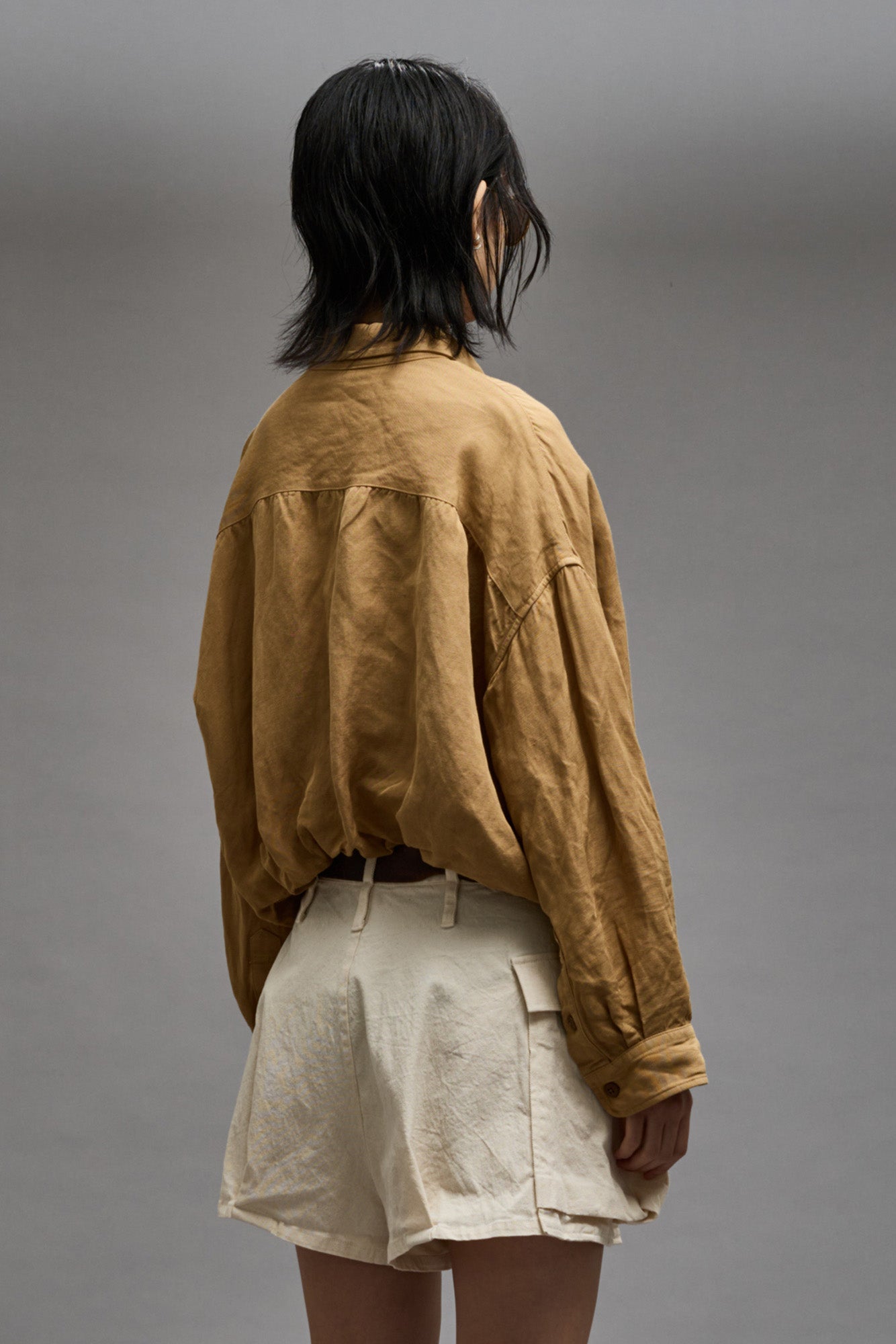 CROSSOVER UTILITY BUBBLE SHIRT - KHAKI - R13