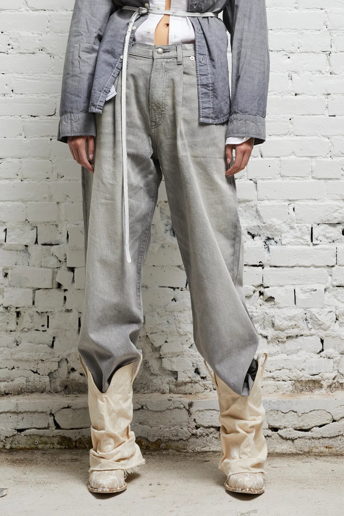 DAMON PLEATED WIDE LEG - WADE GREY - R13