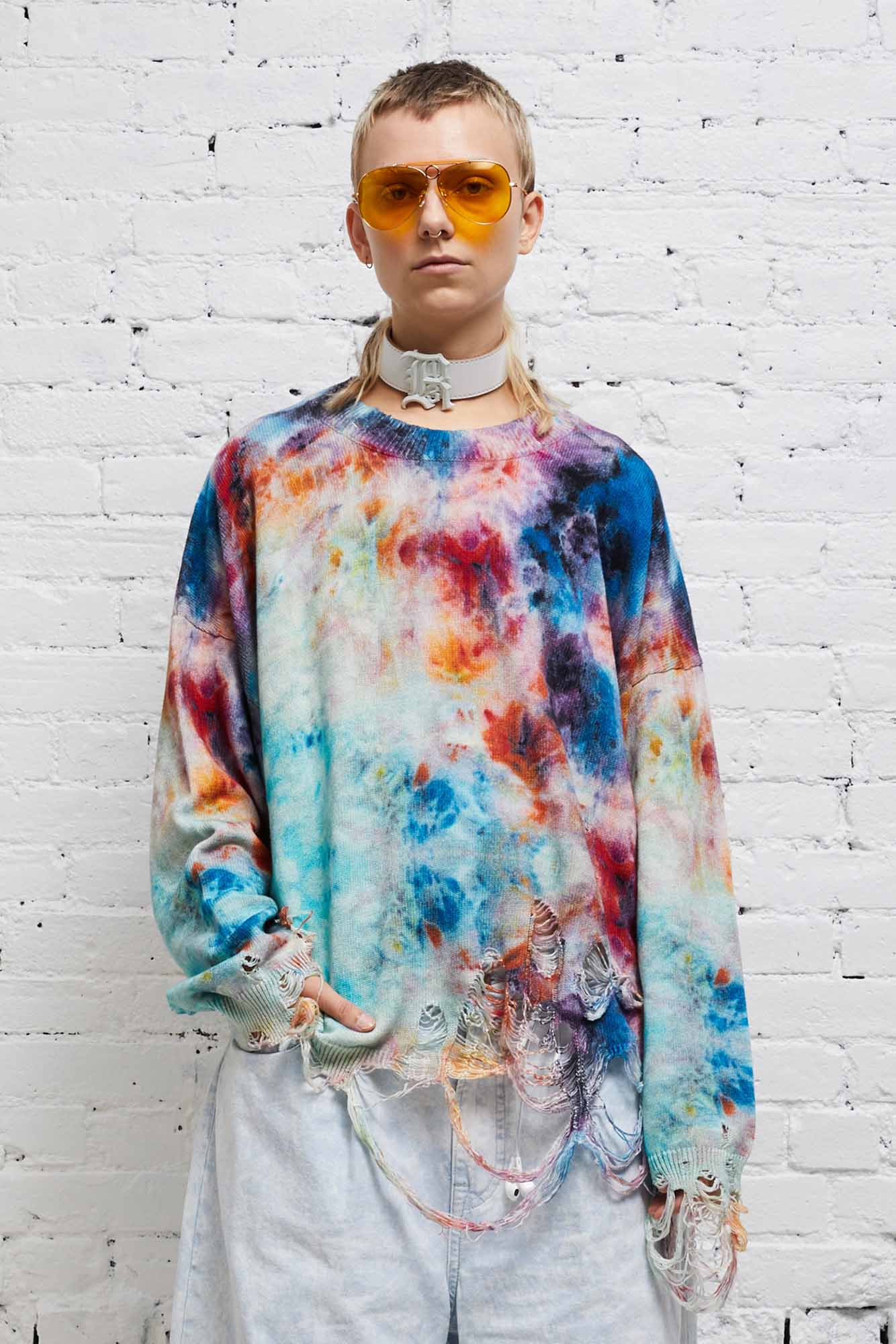 DESTROYED OVERSIZED PULLOVER - PRINTED TIE-DYE - R13