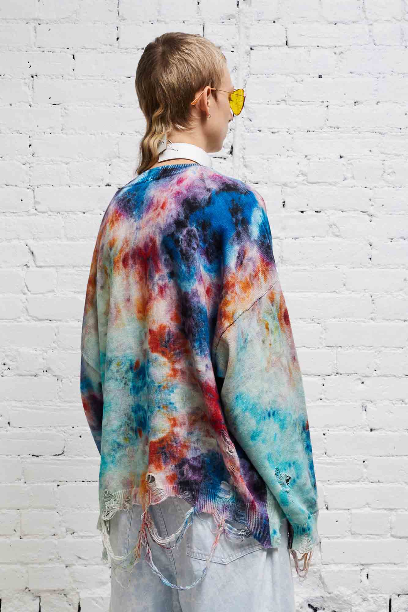 DESTROYED OVERSIZED PULLOVER - PRINTED TIE-DYE - R13