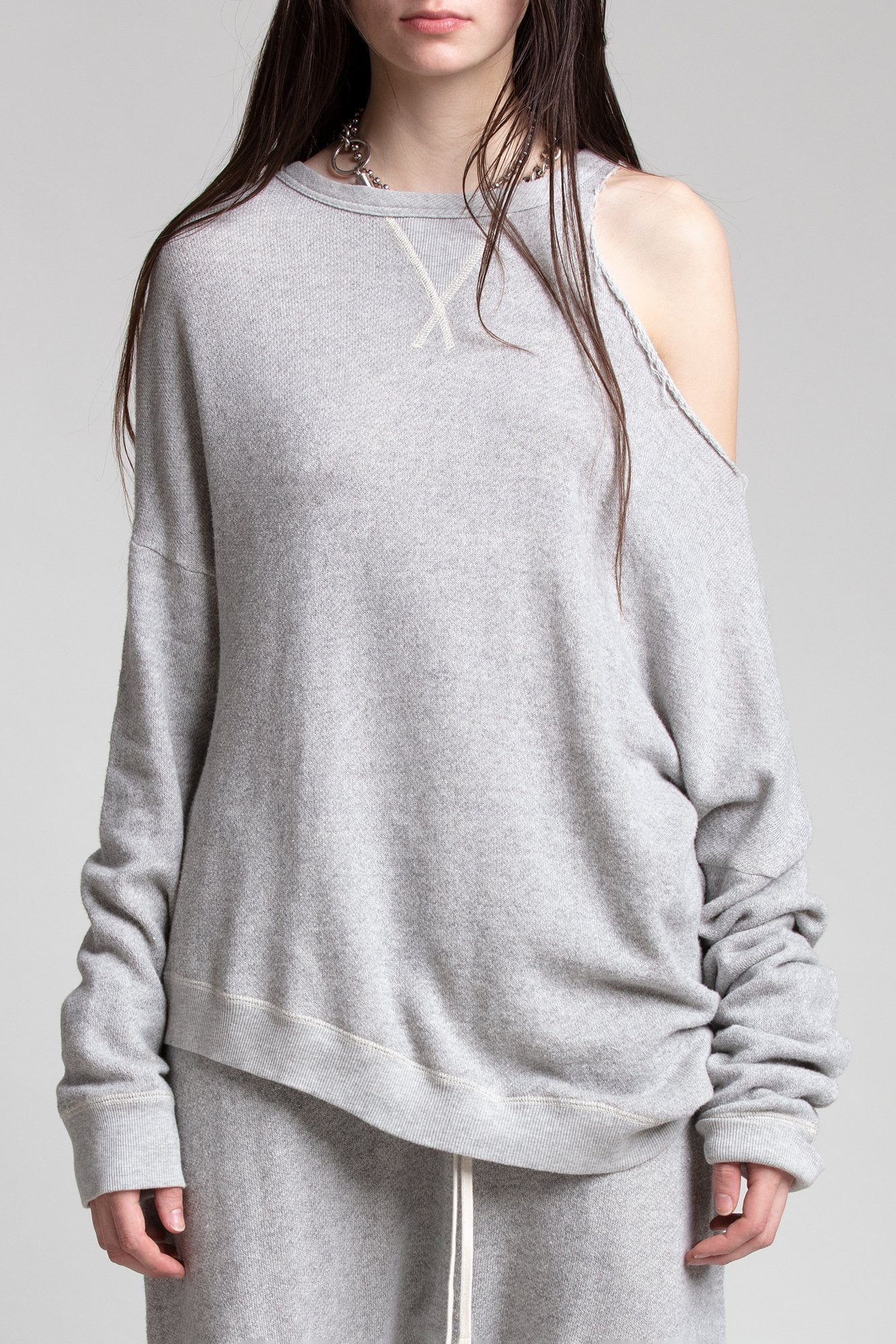 DISTORTED SWEATSHIRT - HEATHER GREY - R13