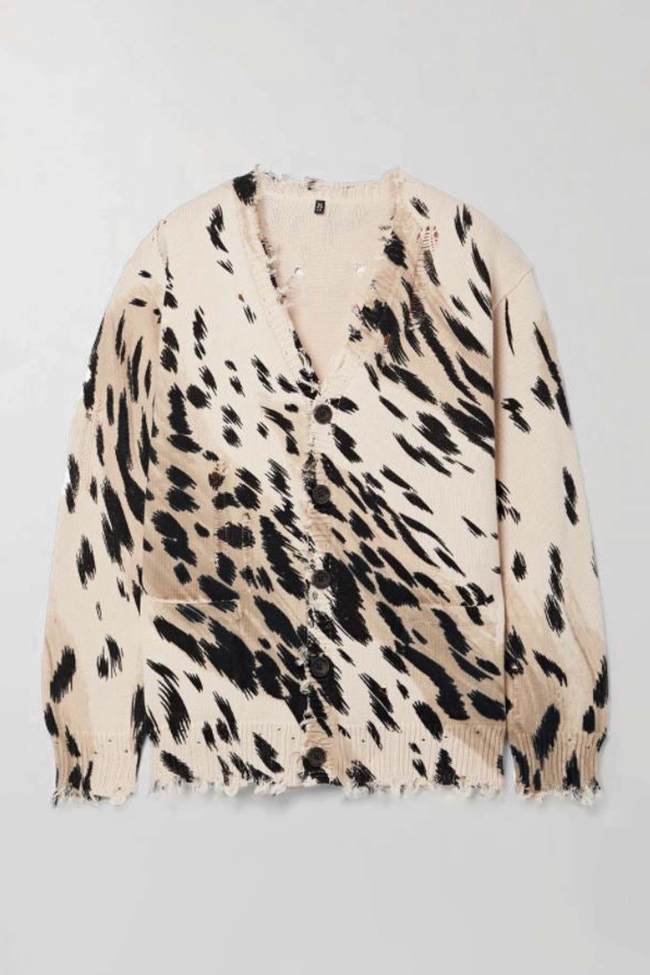 DISTRESSED EDGE CARDIGAN - CHEETAH - R13