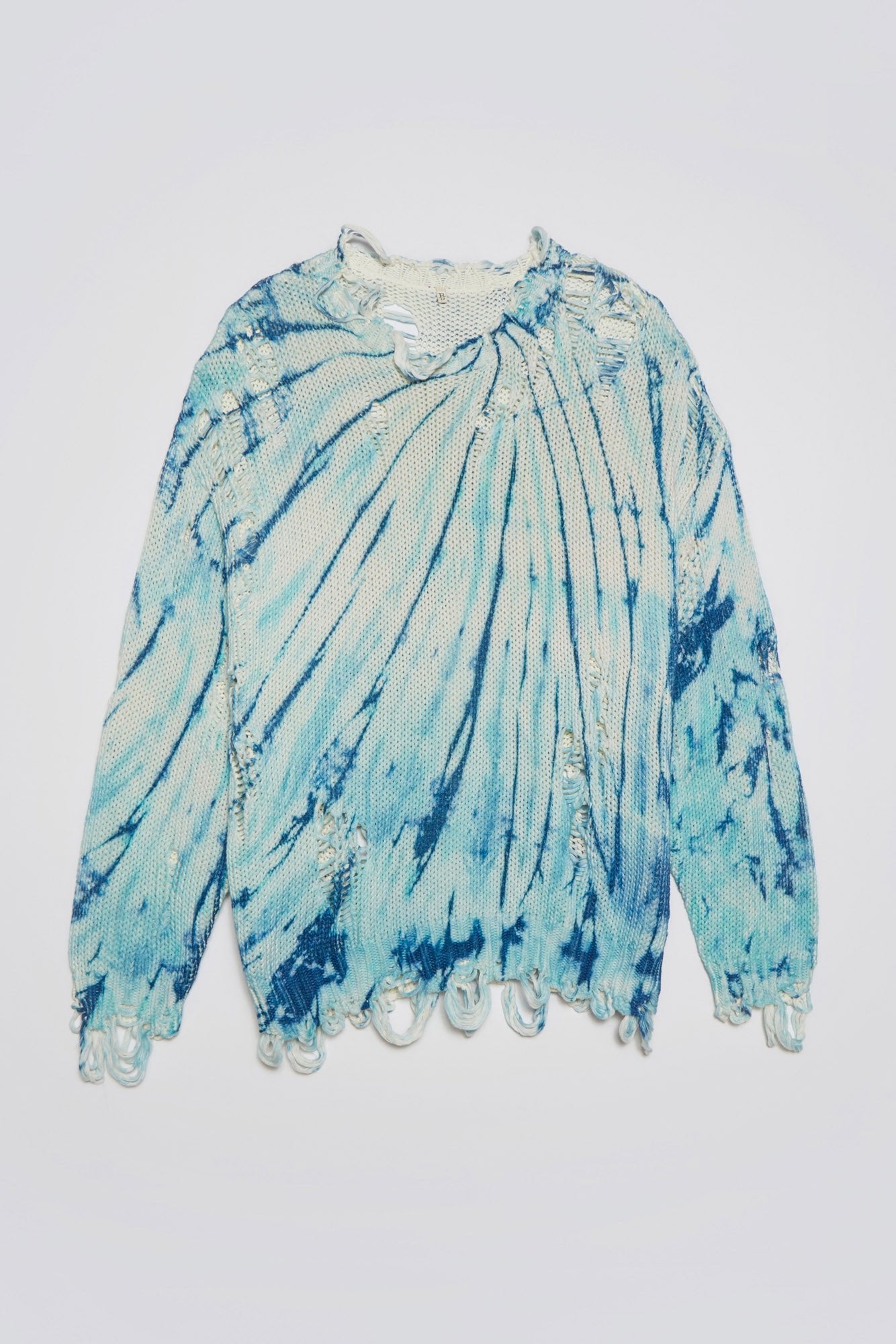 DISTRESSED OVERSIZED PULLOVER - BLUE TIE-DYE - R13