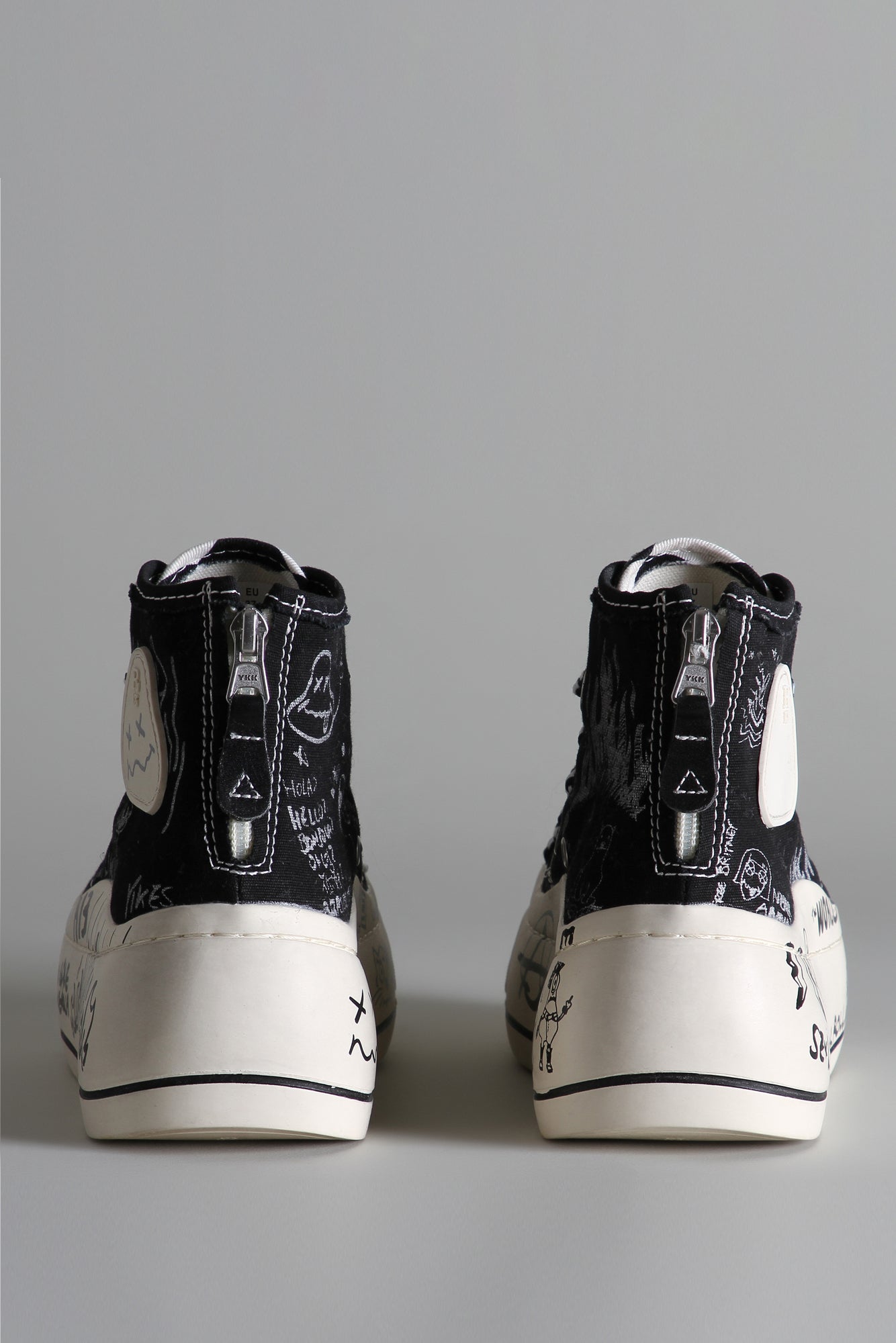 DOUBLE GROMMET KURT HIGH TOP SNEAKER - BLACK GRAFFITI CHECKER - R13