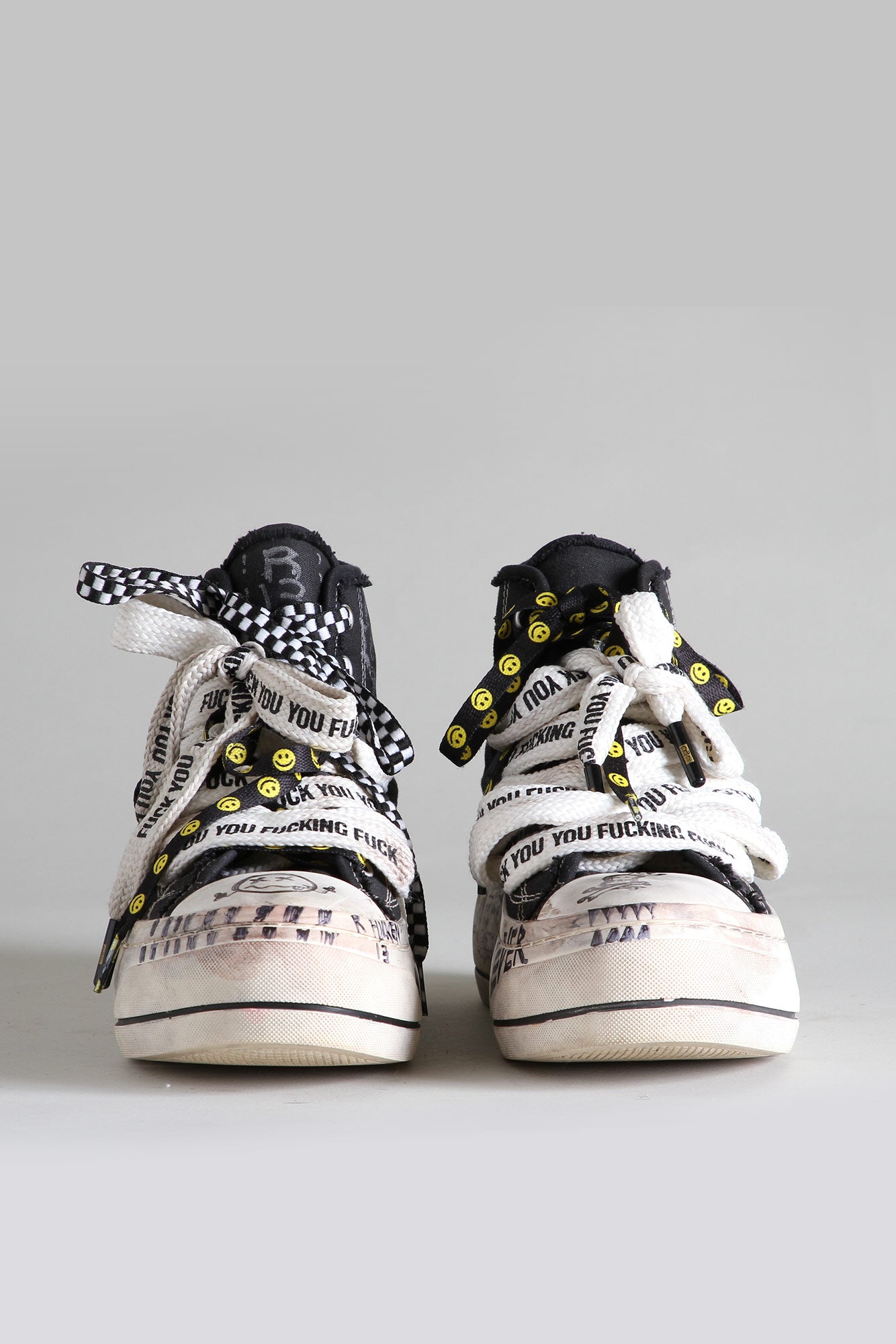 DOUBLE GROMMET KURT HIGH TOP SNEAKER - GRAFFITI BLACK - R13