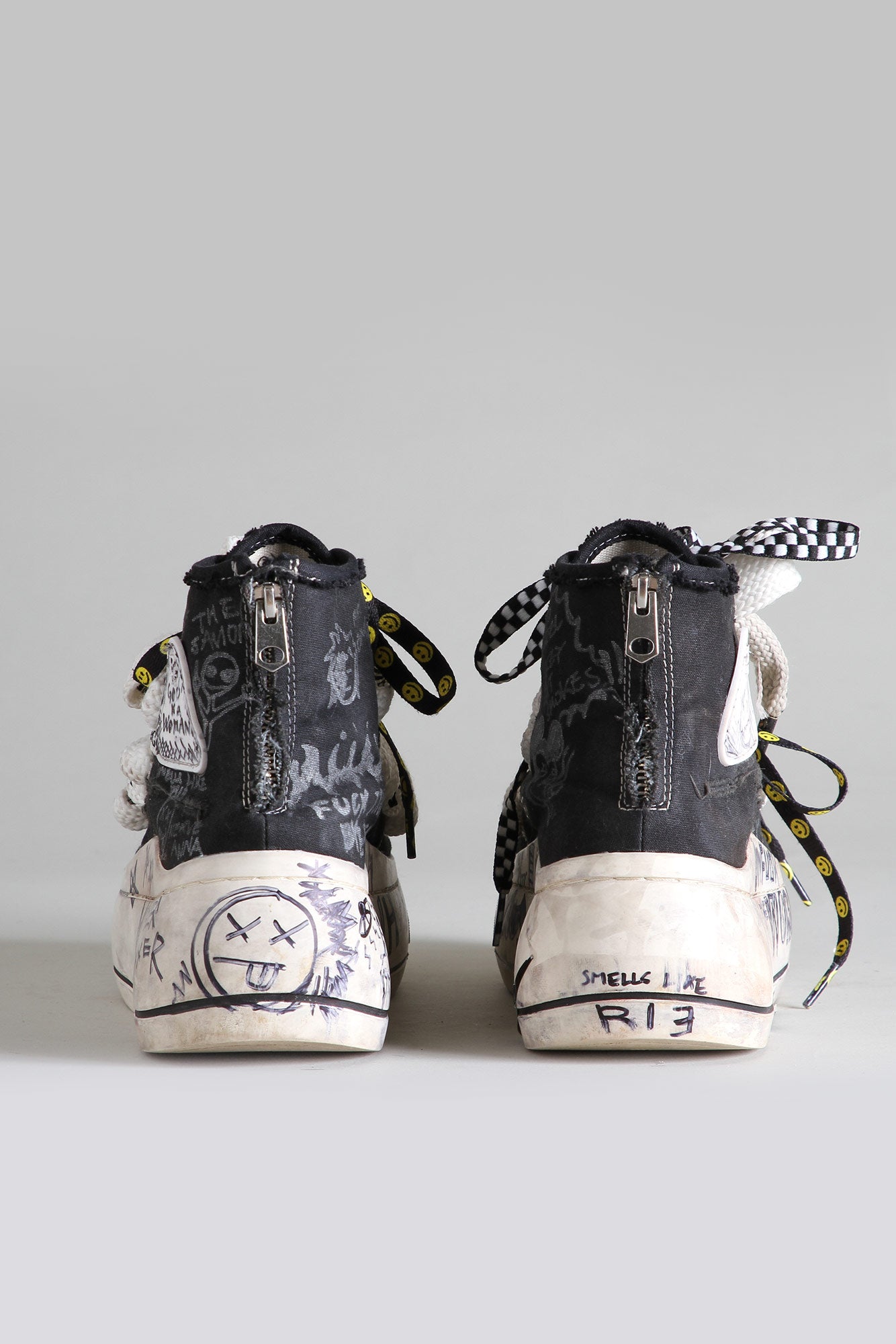 DOUBLE GROMMET KURT HIGH TOP SNEAKER - GRAFFITI BLACK - R13