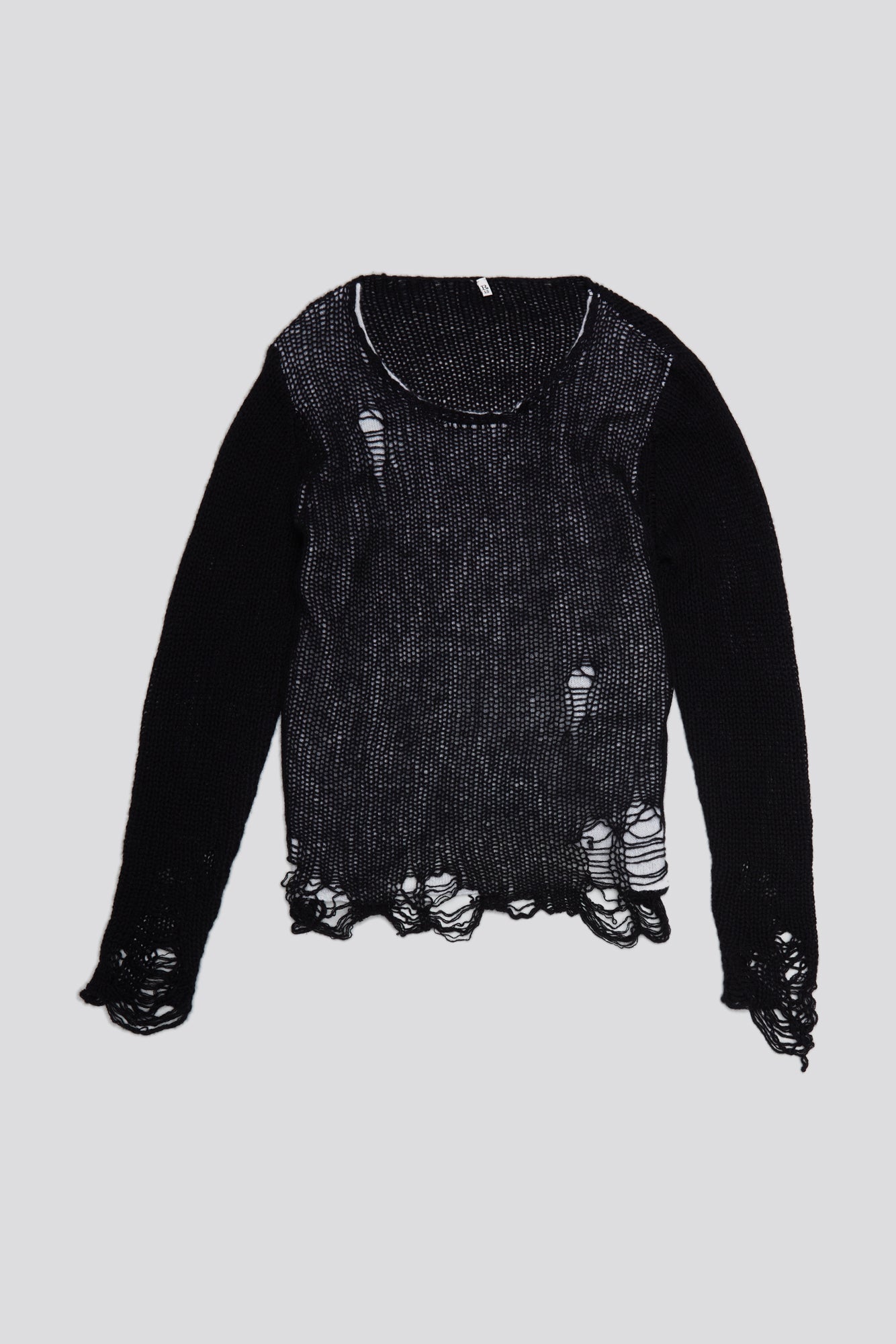 DOUBLE LAYER RELAXED SWEATER - BLACK AND ECRU - R13