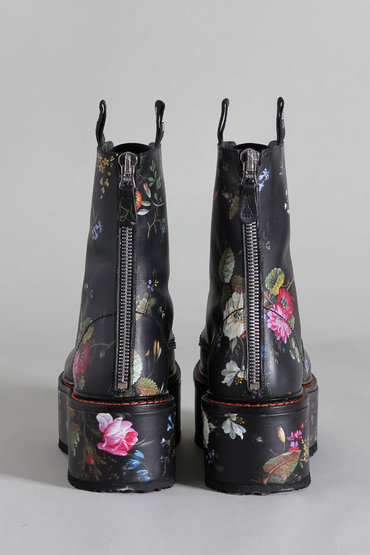 DOUBLE STACK BOOT - BLACK FLORAL - R13