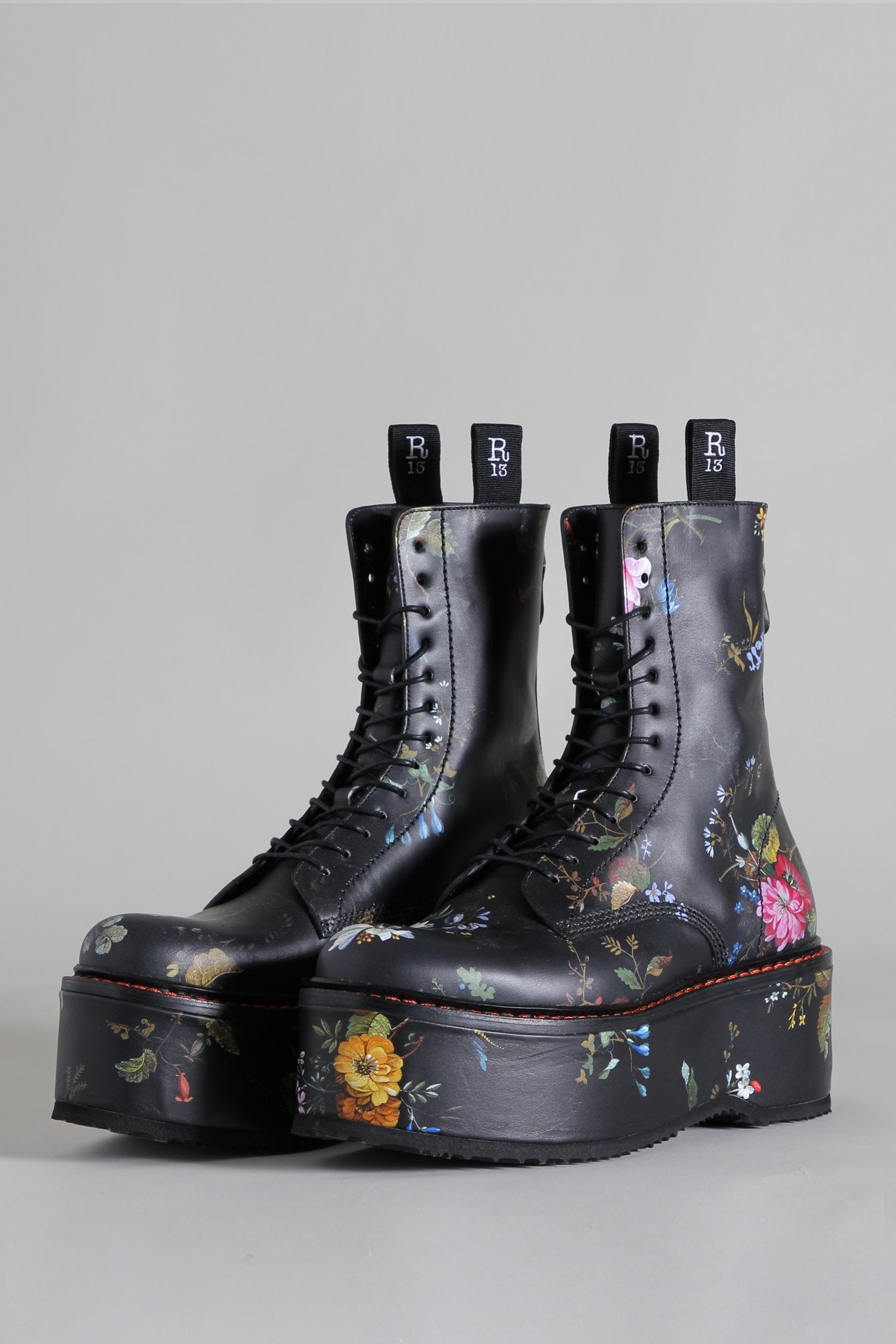 DOUBLE STACK BOOT - BLACK FLORAL - R13