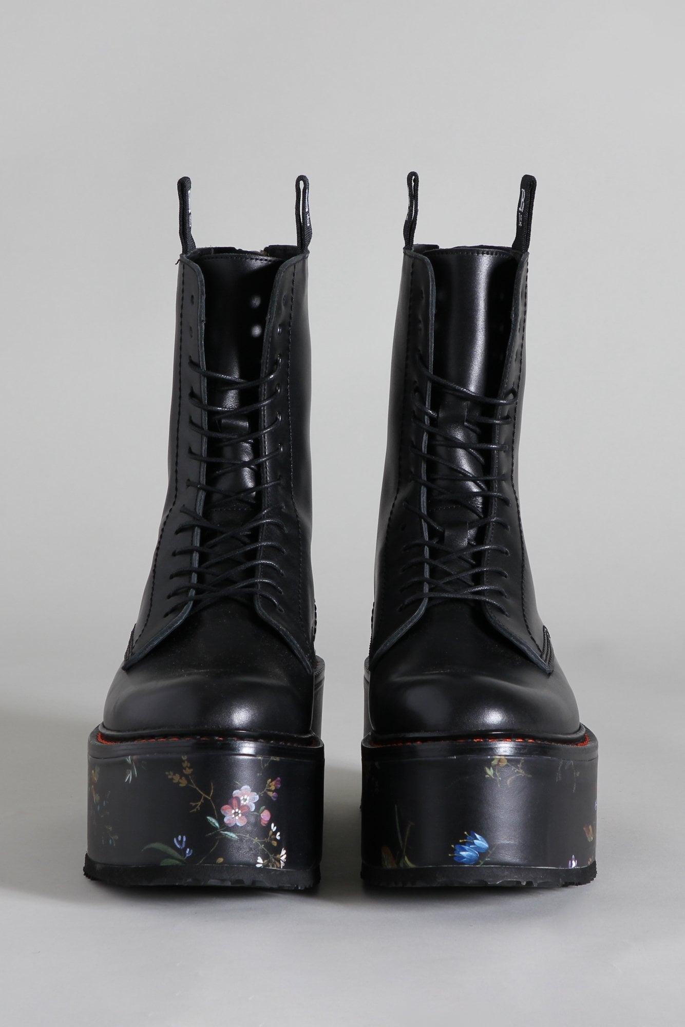 DOUBLE STACK BOOT - BLACK WITH FLORAL PLATFORM - R13