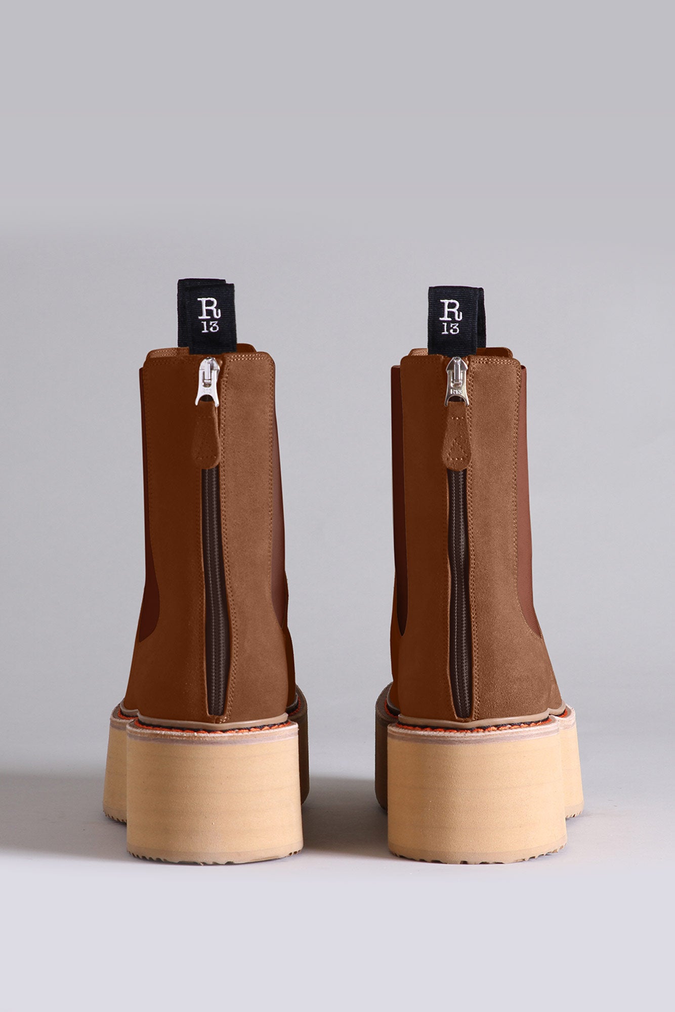 DOUBLE STACK CHELSEA BOOT - BROWN SUEDE - R13