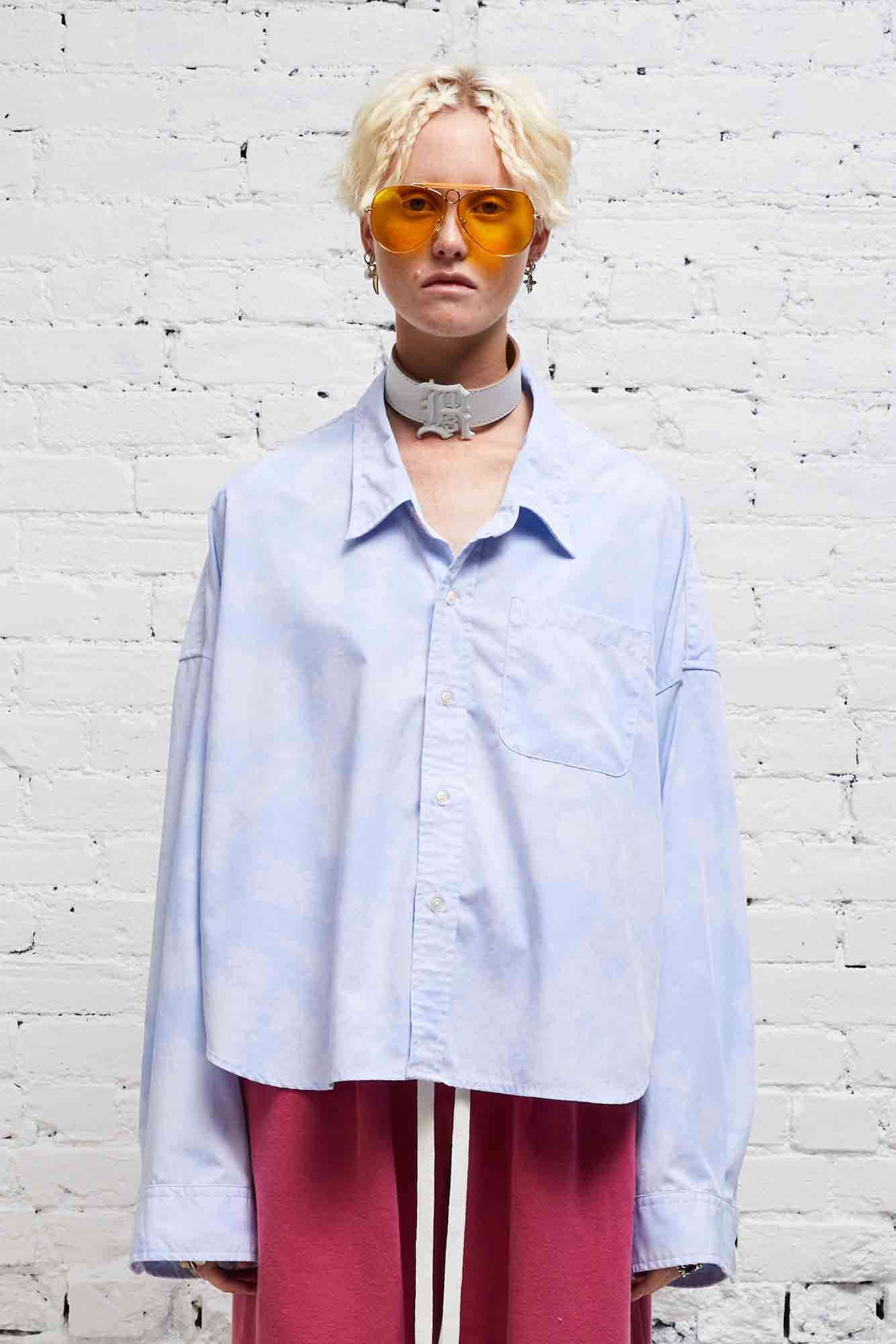 DROP NECK CROPPED SHIRT - CLOUDY BLUE - R13