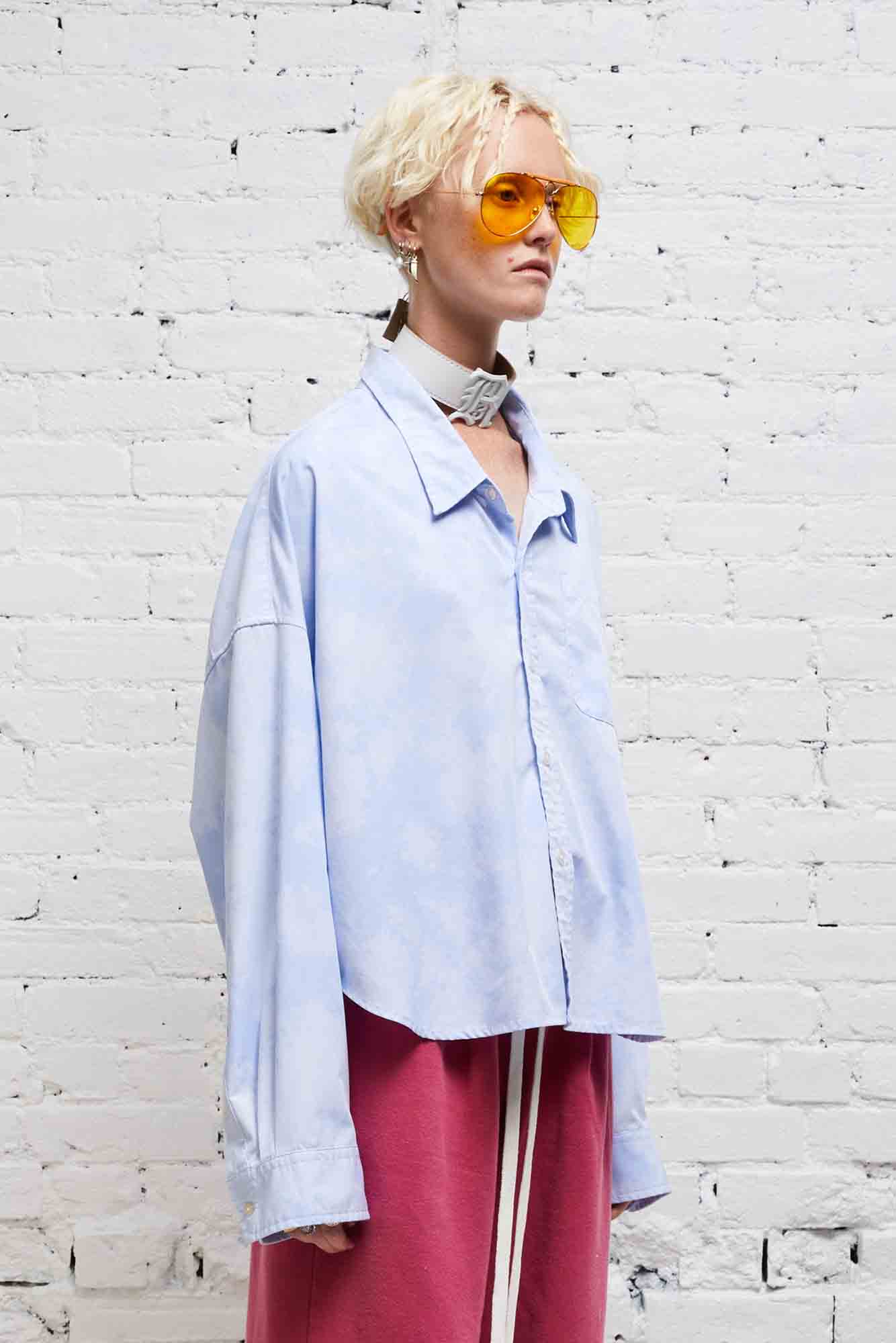 DROP NECK CROPPED SHIRT - CLOUDY BLUE - R13