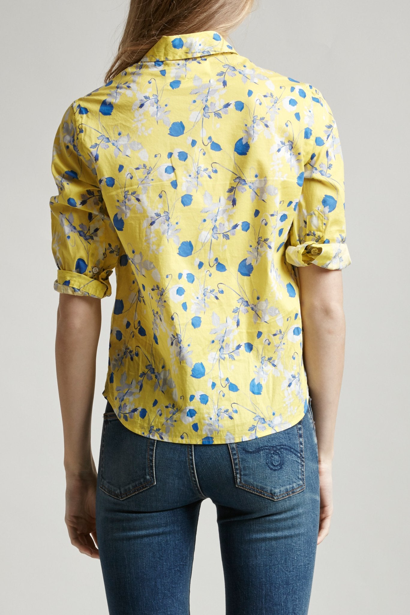 EXAGGERATED COLLAR SHIRT - YELLOW FLORAL - R13