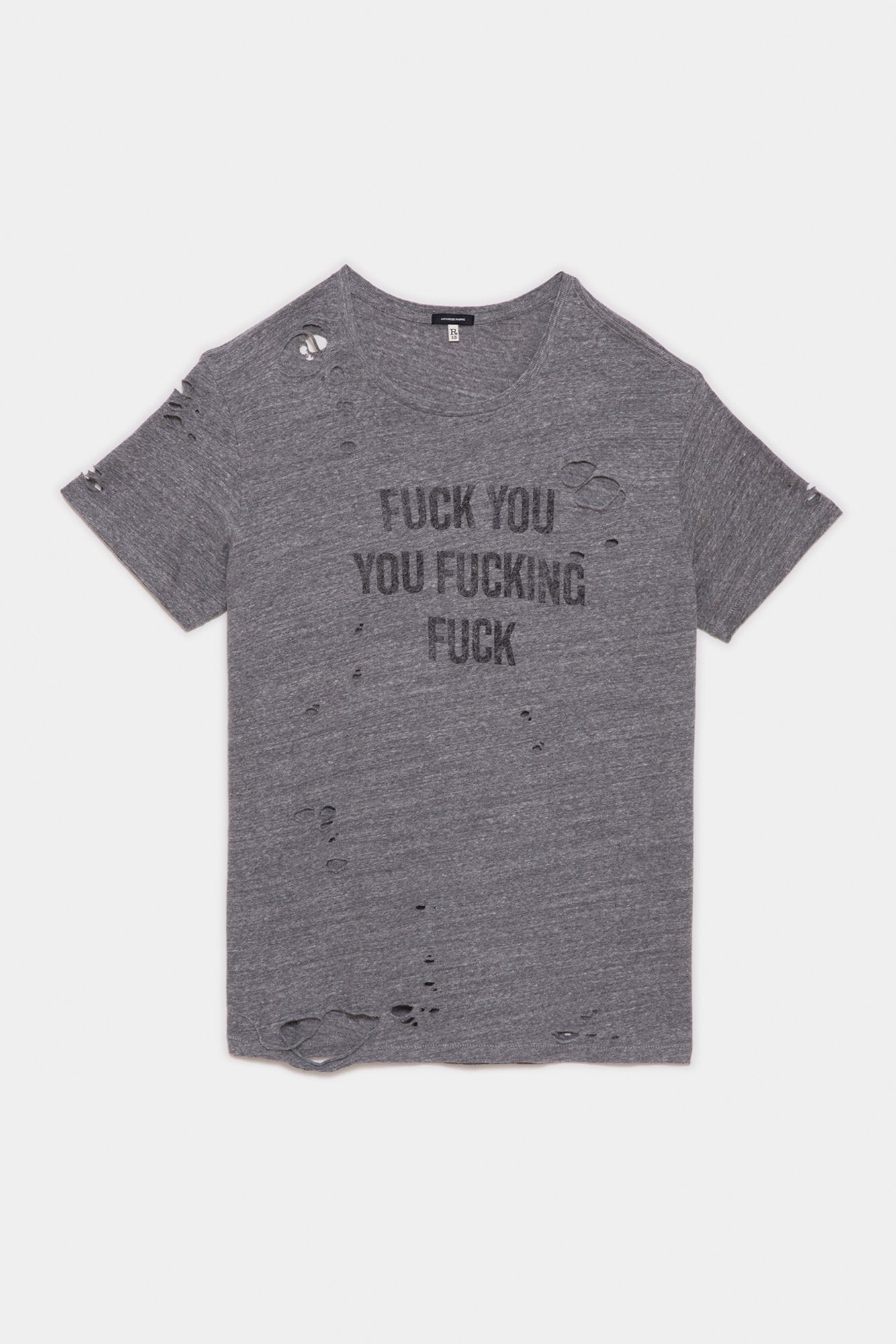 F.U. RIPPED BOY T - HEATHER GREY - R13