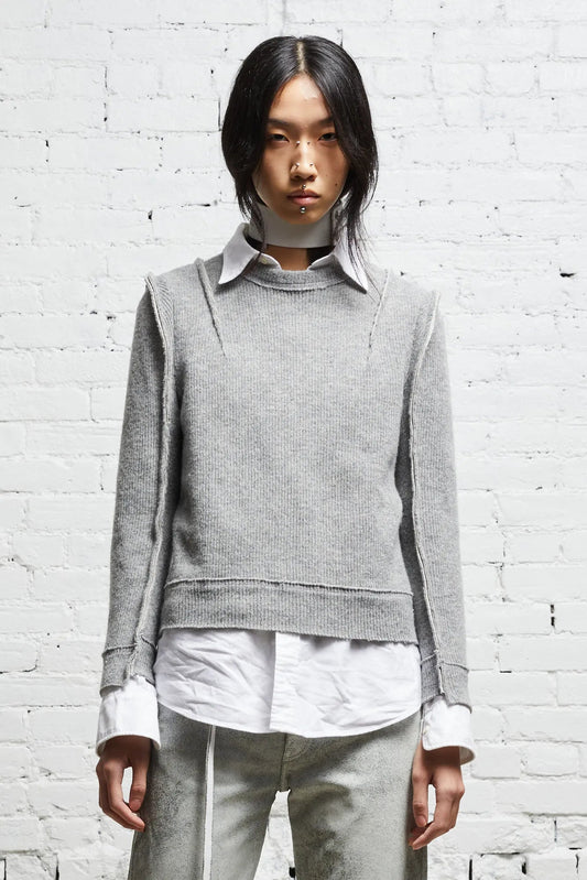 FLAT SLEEVE CREWNECK - HEATHER GREY - R13