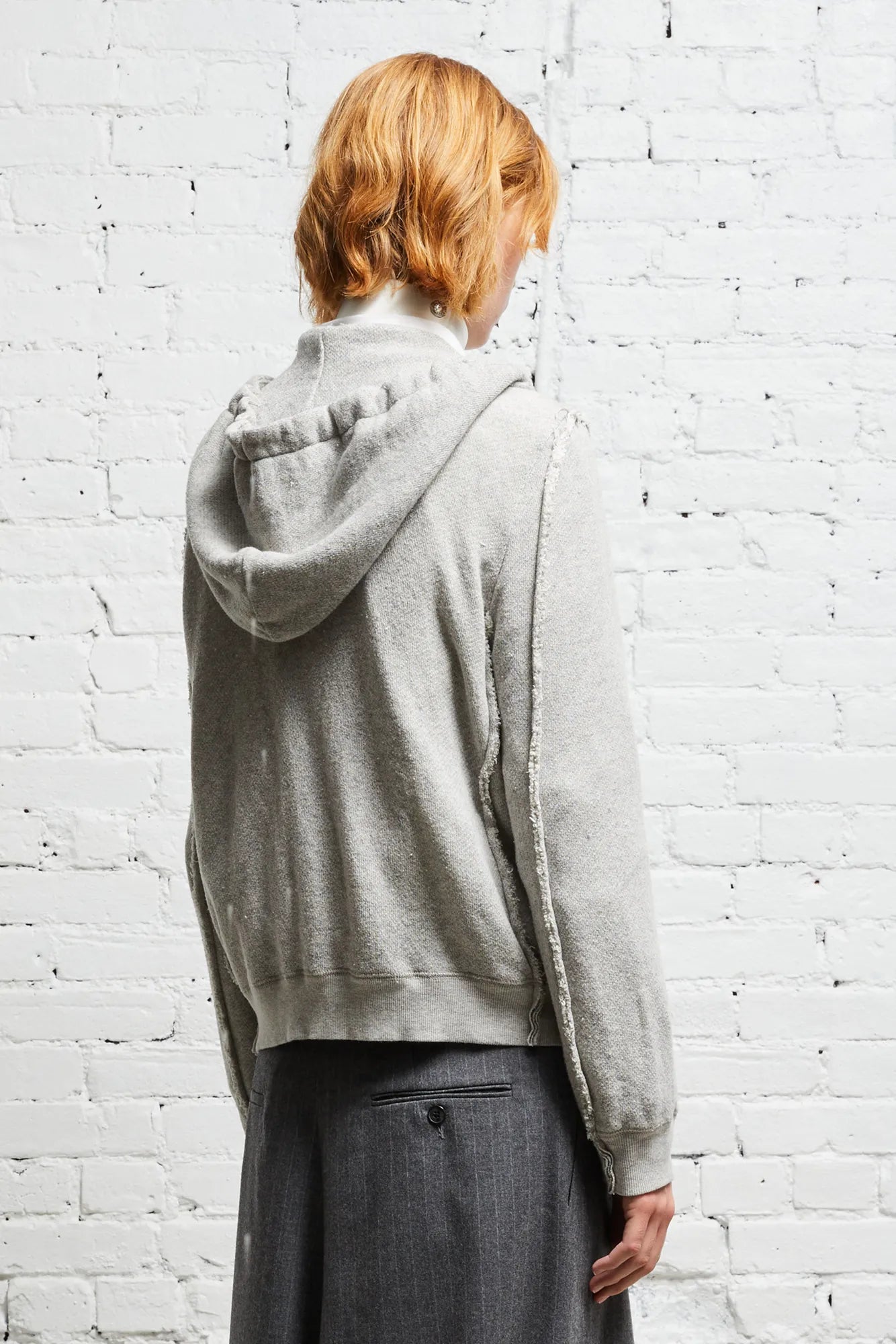 FLAT SLEEVE HOODIE - HEATHER GREY - R13